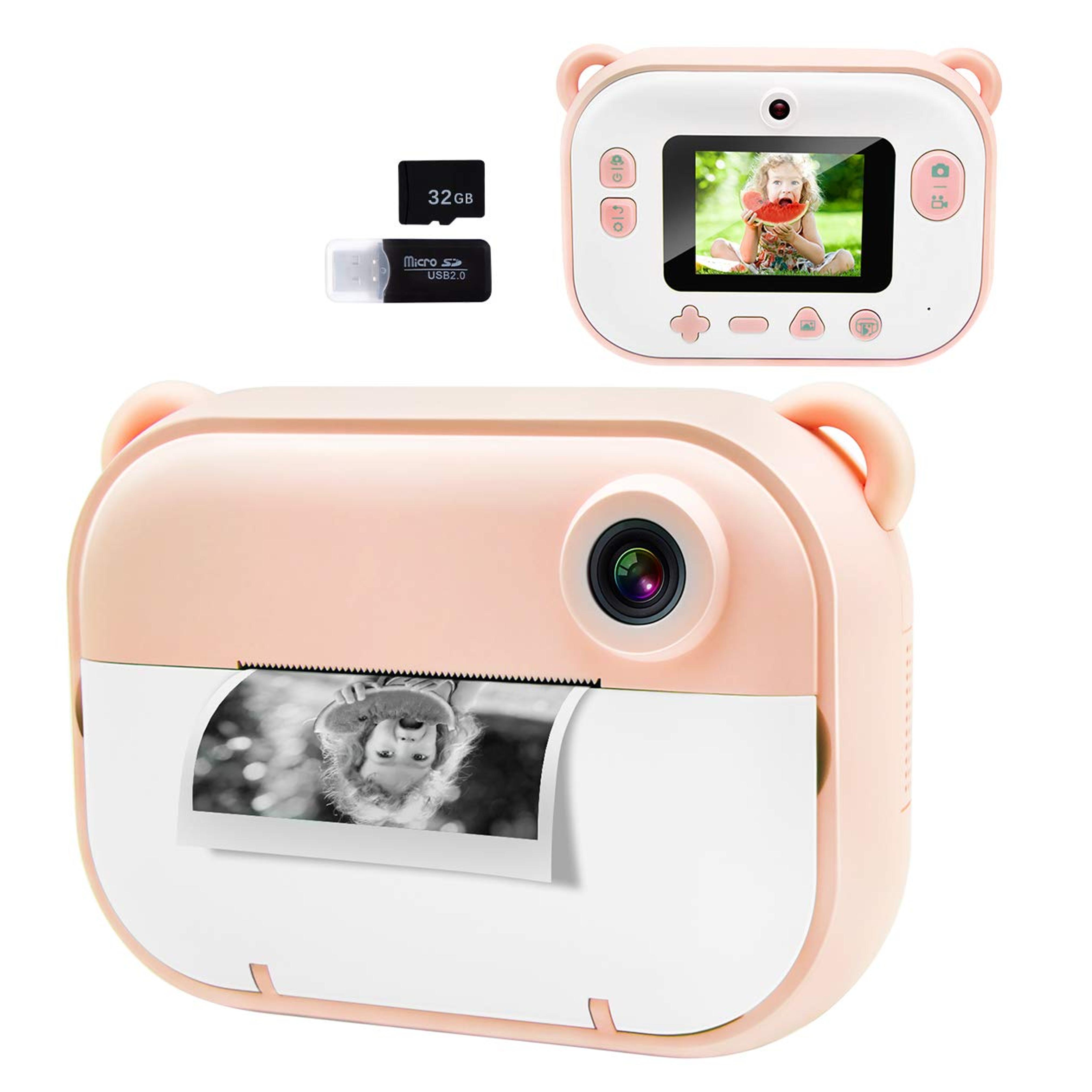 Joytrip Kids Instant Print Camera, Kids Camera with 2.4” HD Large Screen LCD, Zero Ink Digital Camera with Thermal Printing Paper and Cartoon Stickers, 3-14 Years Old Children Toy Learning Camera