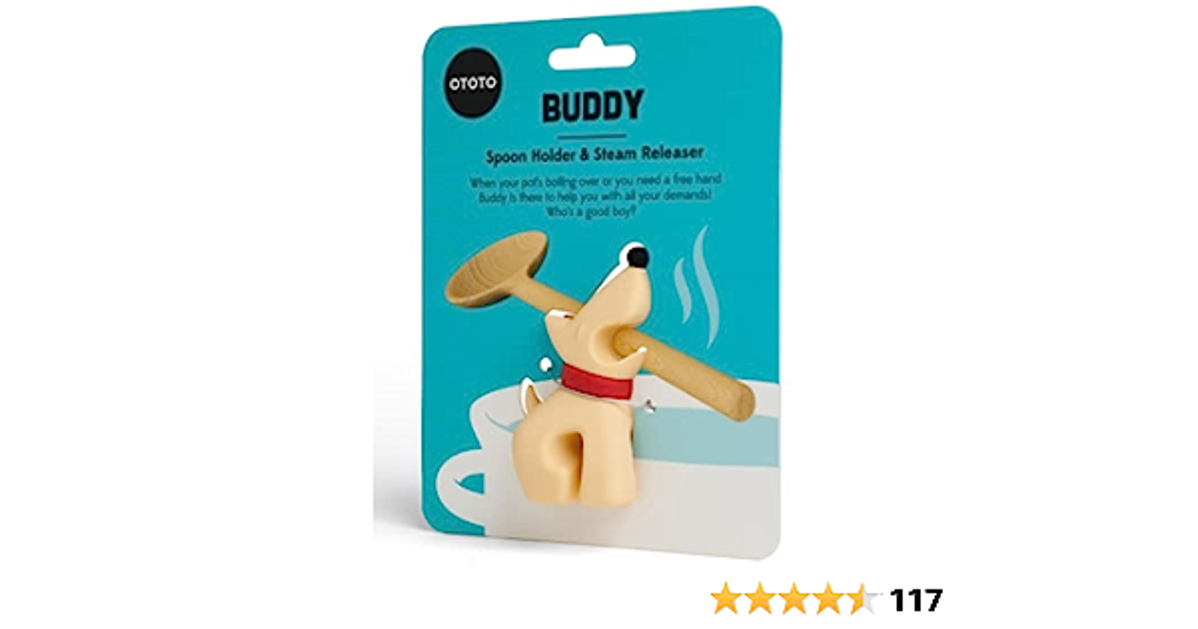 OTOTO Buddy Dog Kitchen Spoon Holder - Cooking Spoon Rest for Kitchen Counter - Spatula, Ladle Holder, Kitchen Utensil Holder - Heat Resistant & Dishwasher Safe Utensil Rest for Stove Top