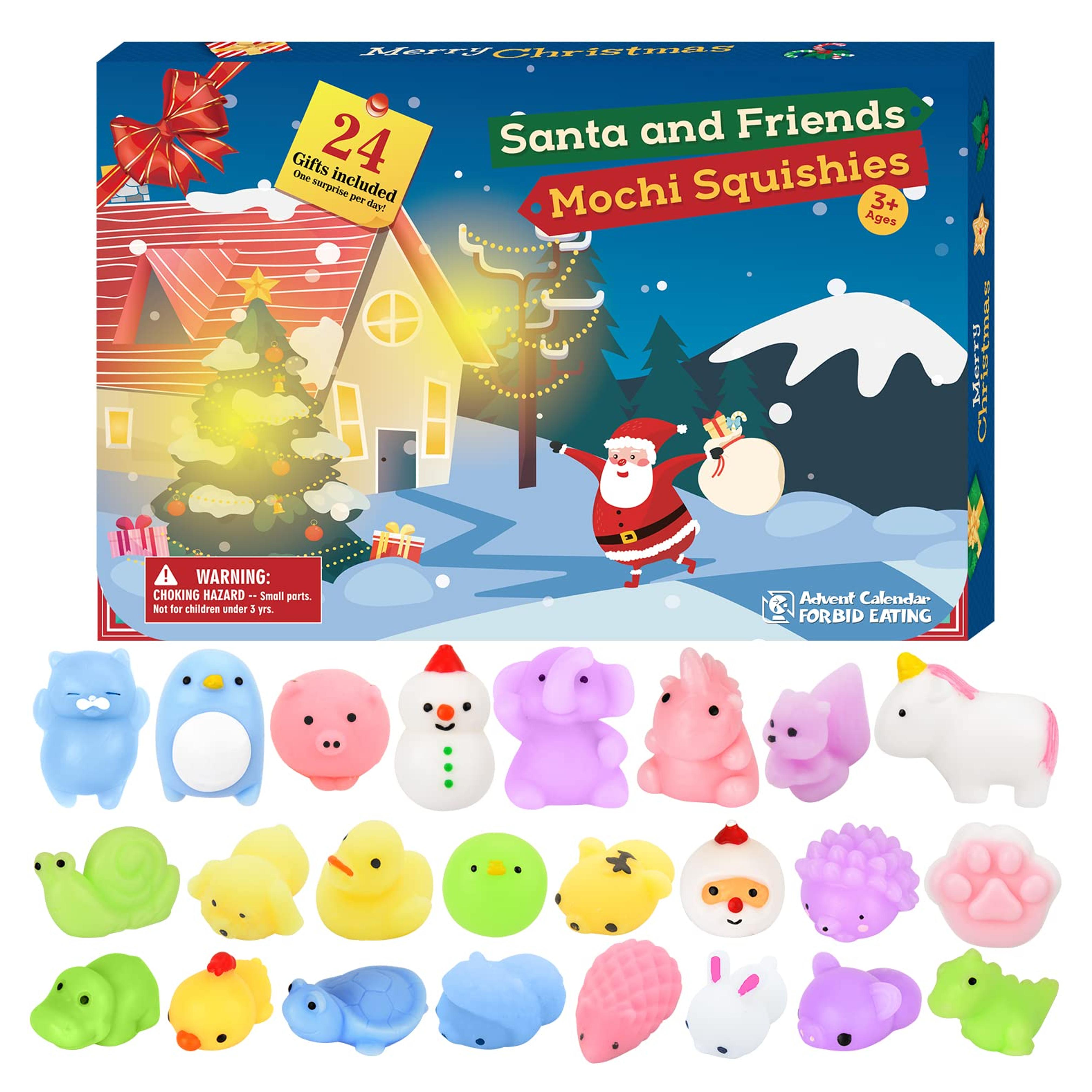 BATTOP Advent Calendar 2022 Christmas Countdown Calendar Toy 24Pcs Different Cute Mochi Animals Squishy Toys for Kids