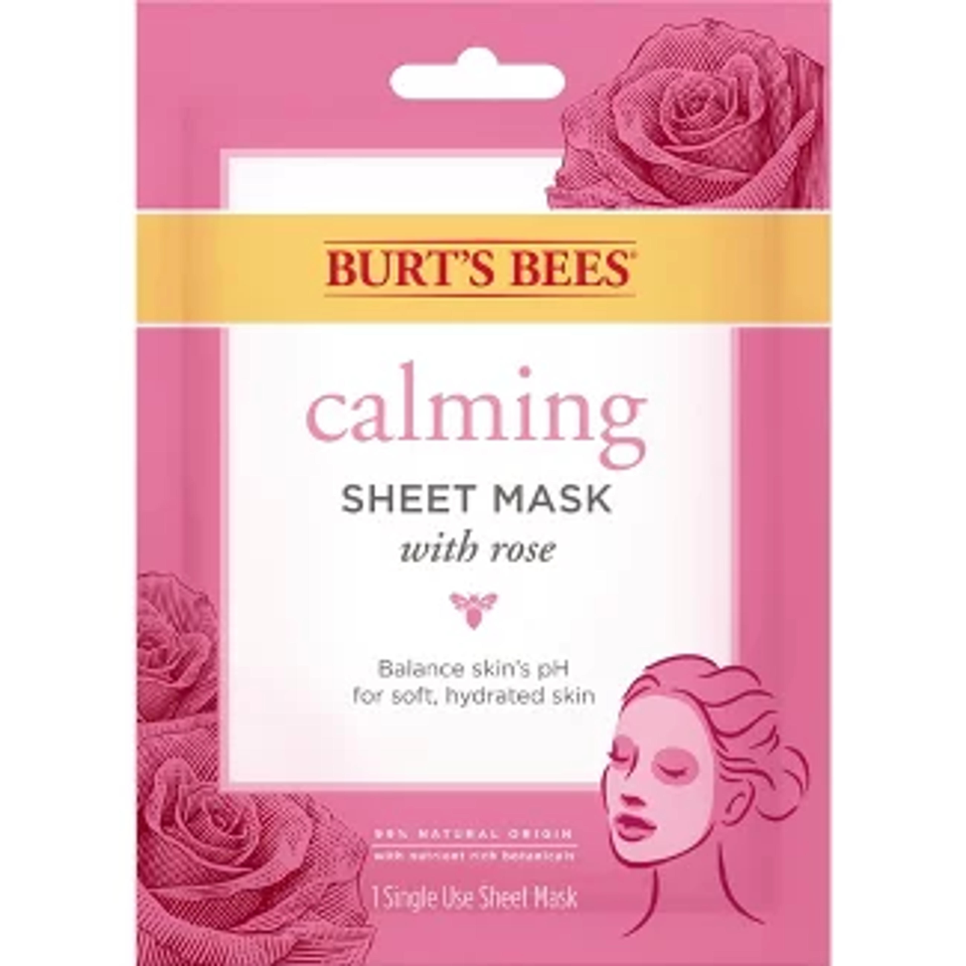 Burt's Bees Calming Rose Sheet Mask - 1pc : Target