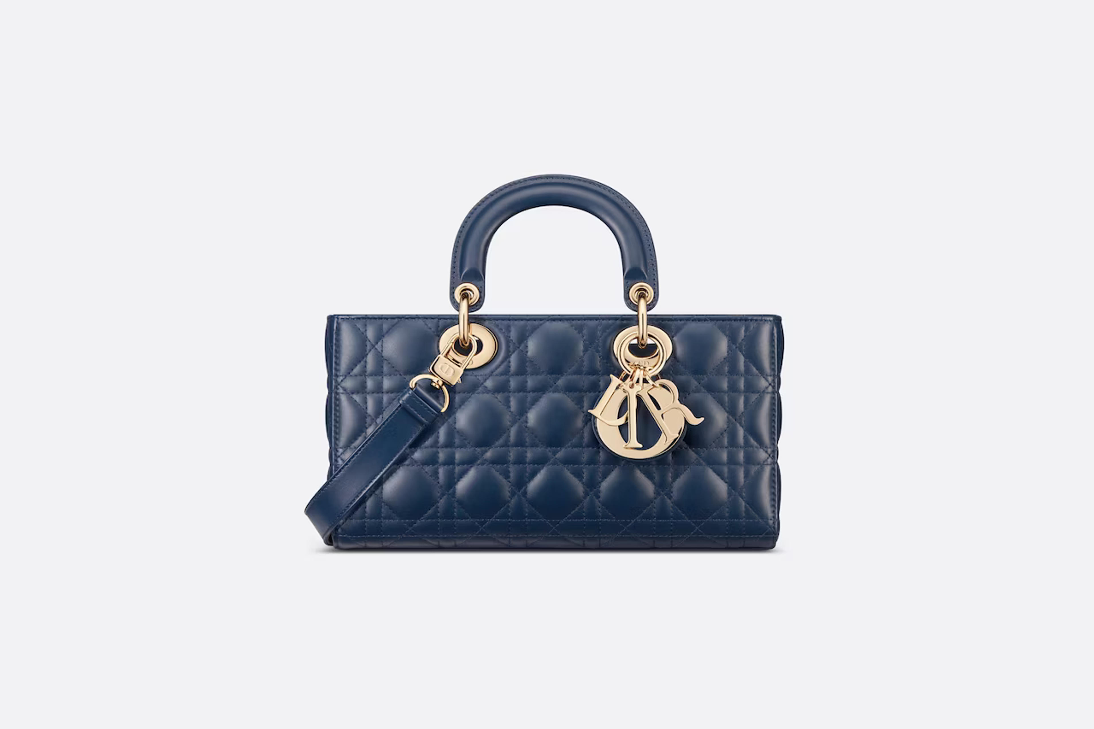 Medium Lady D-Joy Bag Deep Ocean Blue Cannage Lambskin | DIOR US