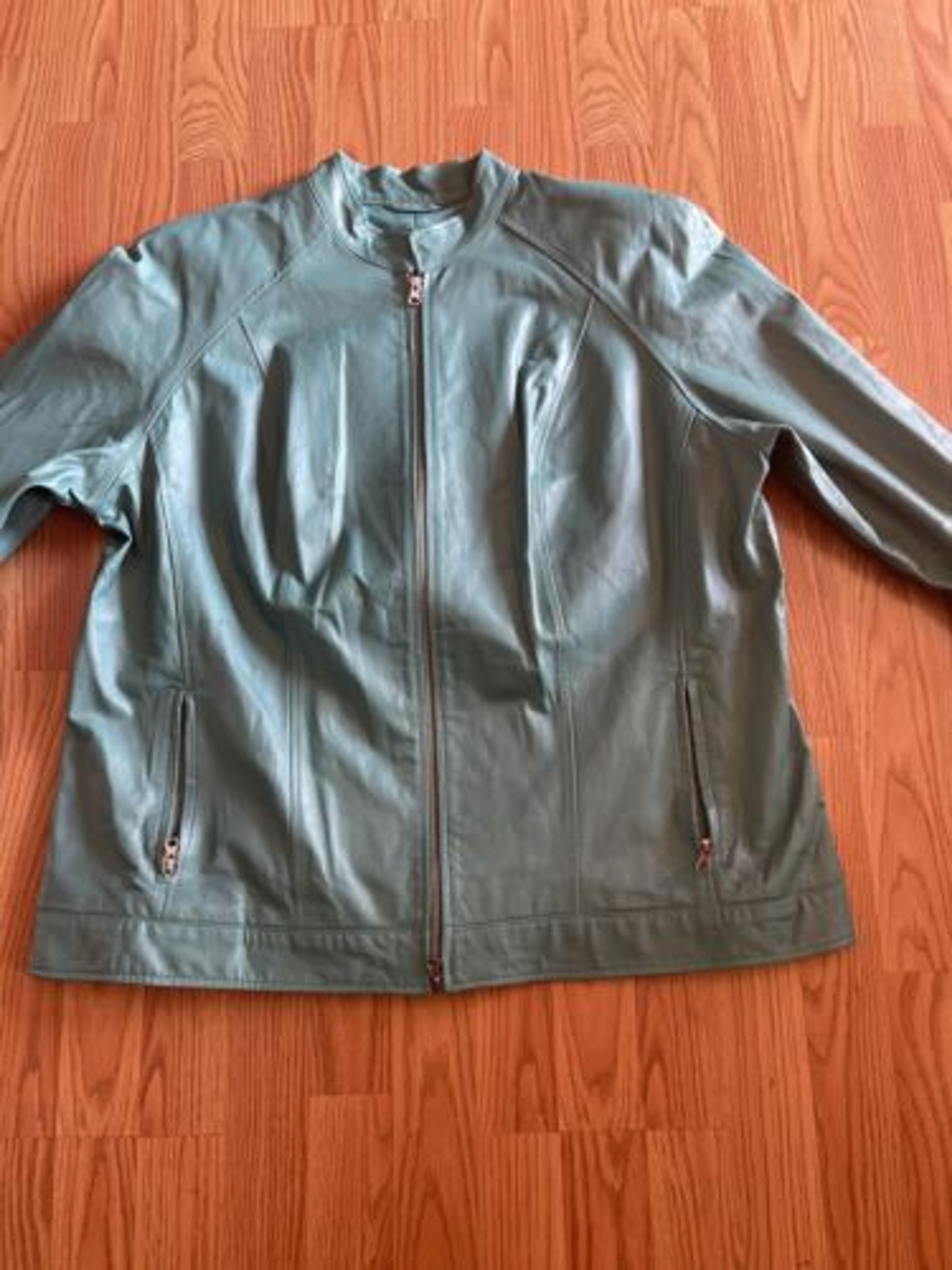 Jessica London Women's A-Line Zip Front Leather Jacket, Teal, Size 18 | eBay