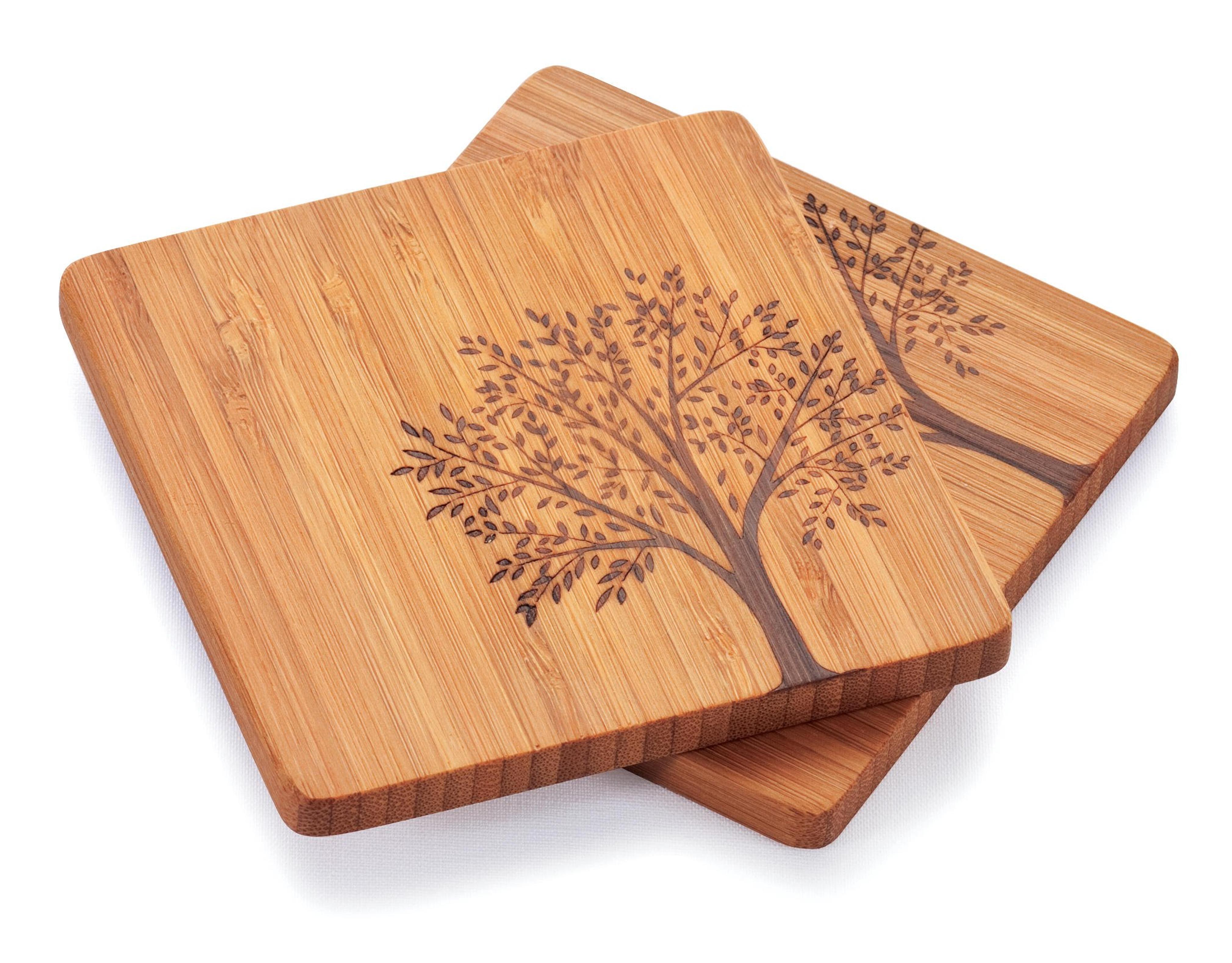 Bambu Coasters with Tree Motif, Set of 4