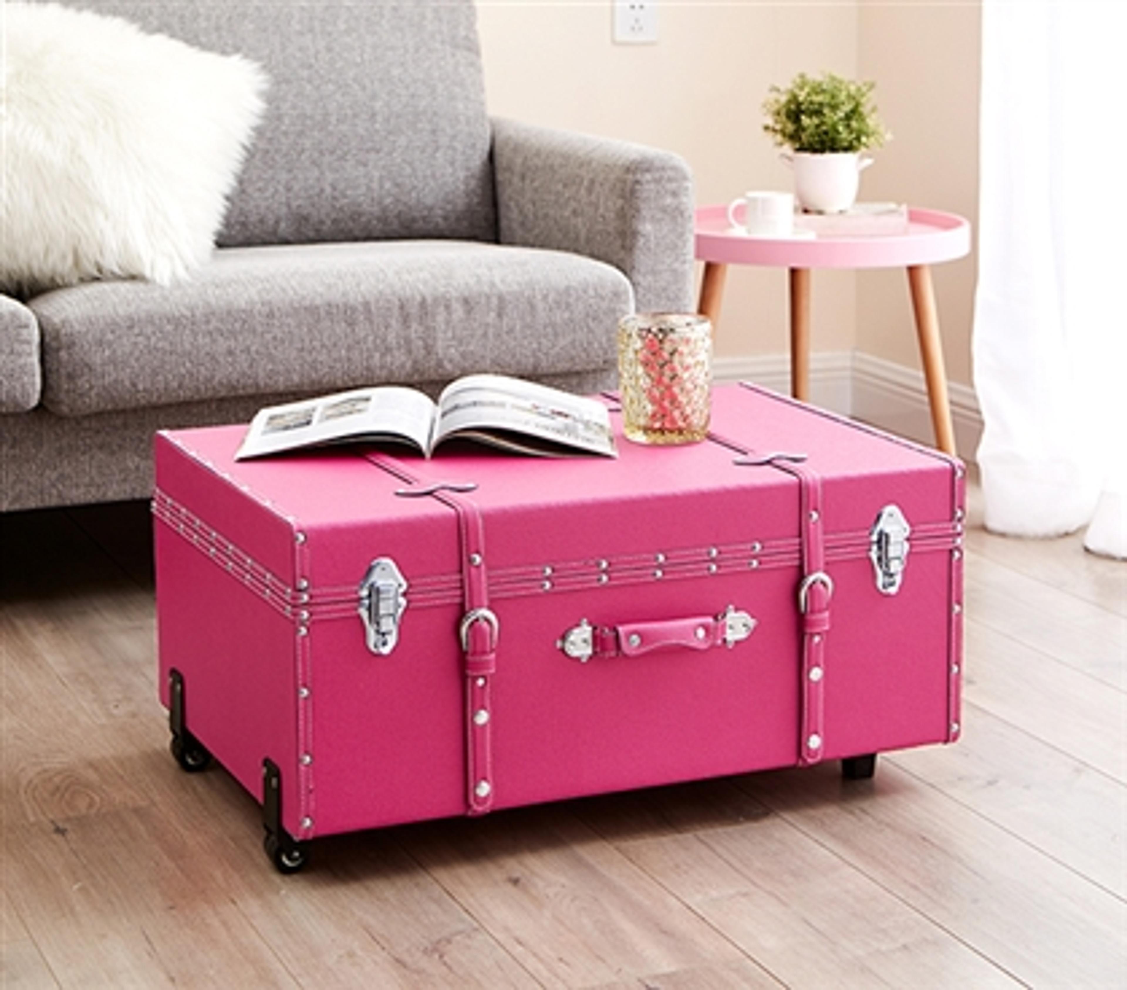 The Texture® Brand dorm Trunk  - Cherry Pink - Dorm Trunk College Supplies Organize Stuff Girls