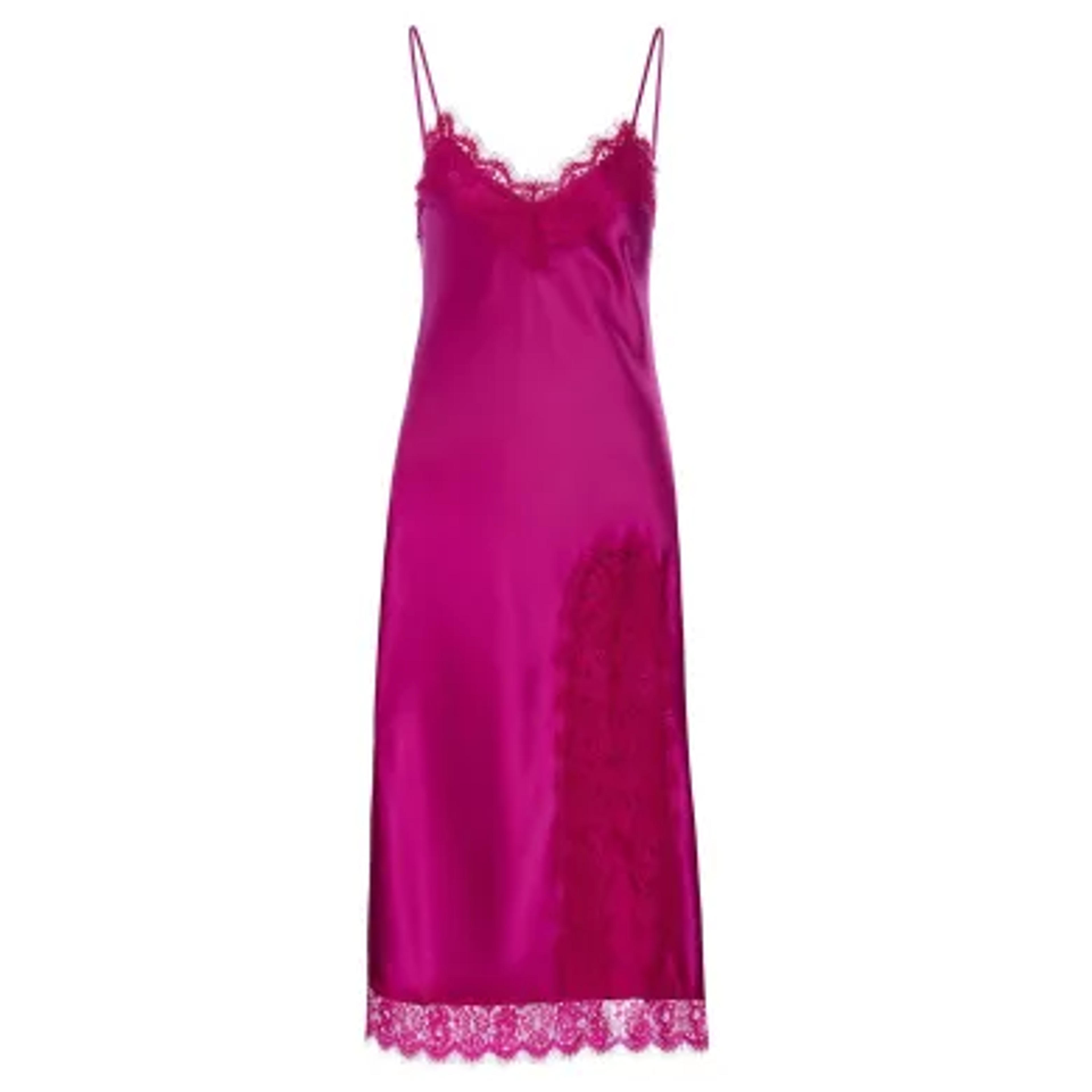 Lace trim slip dress fuchsia