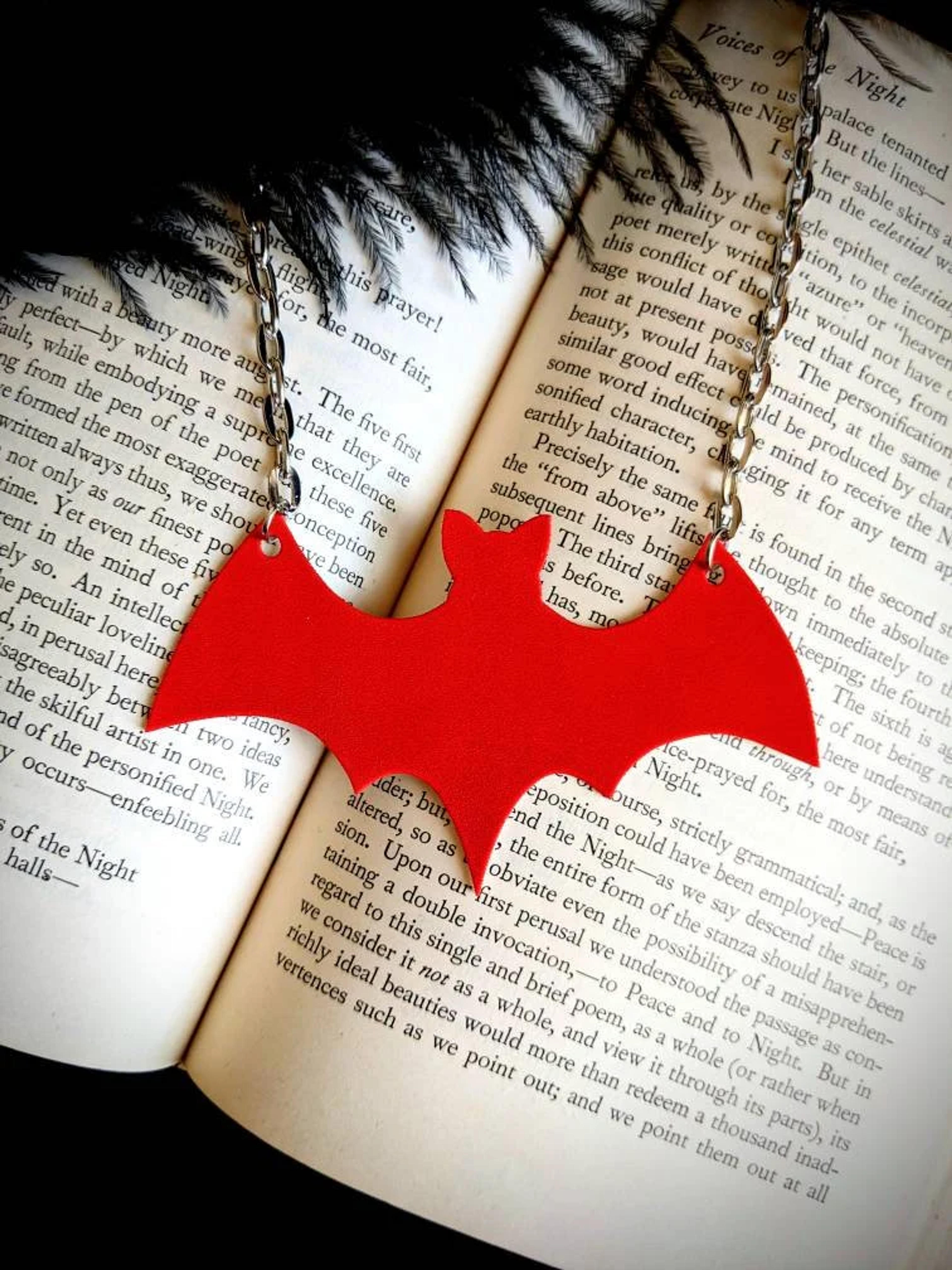 Red Bat Necklace Halloween Necklace Gothic Horror Unusual Odd - Etsy