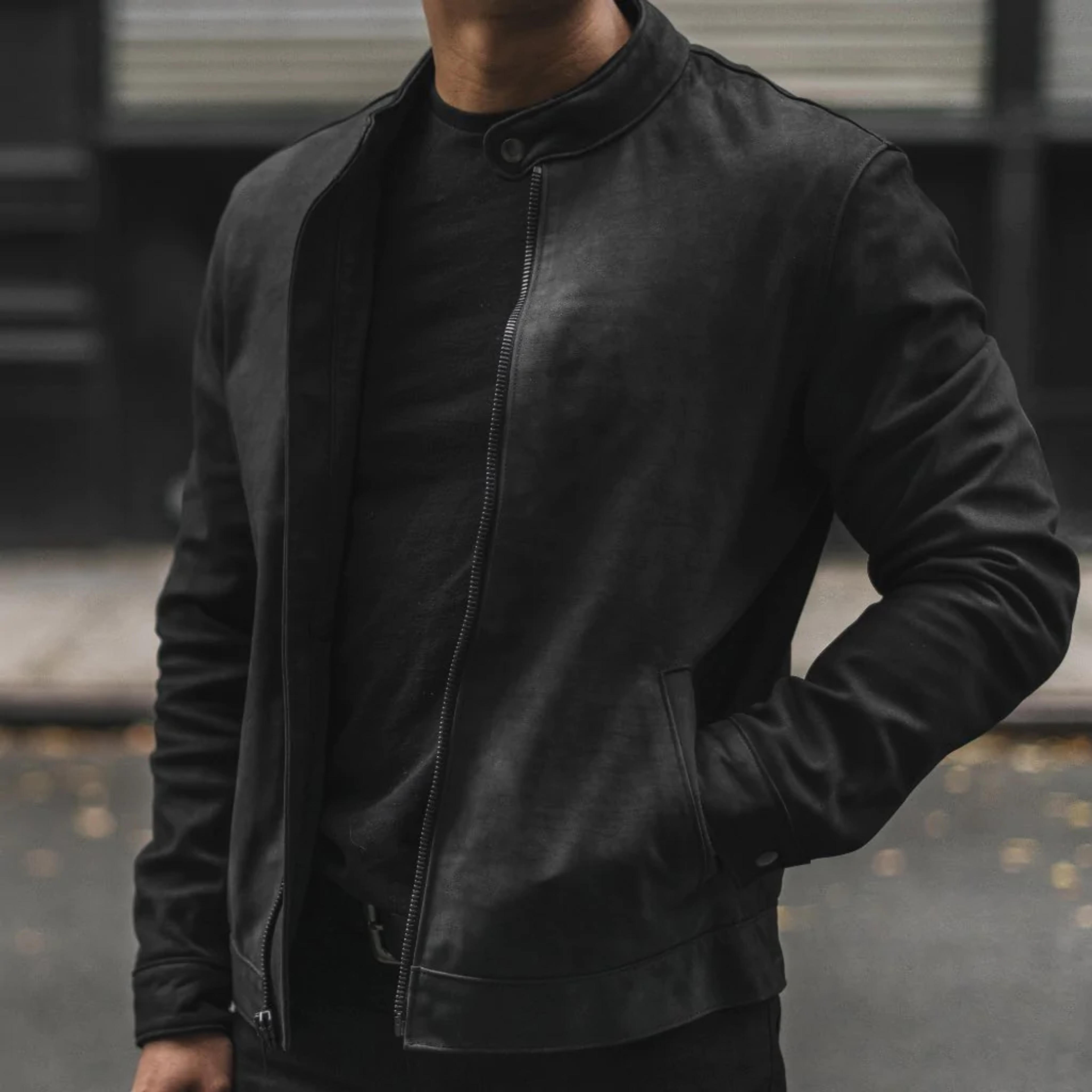 Men's Racer Jacket In Black Matte Leather - Thursday Boot Company