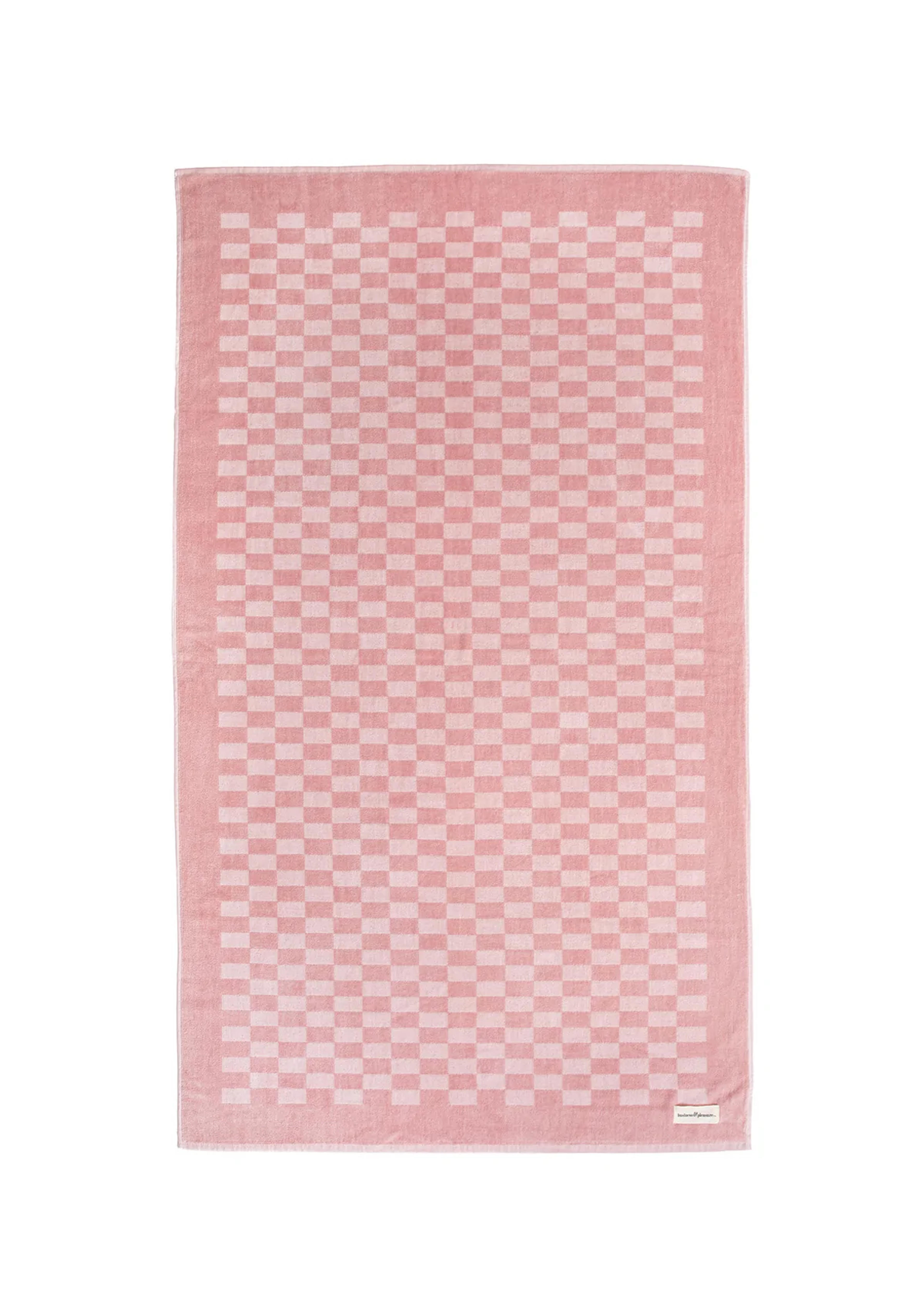 Dusty Pink Check Beach Towel | Business & Pleasure Co