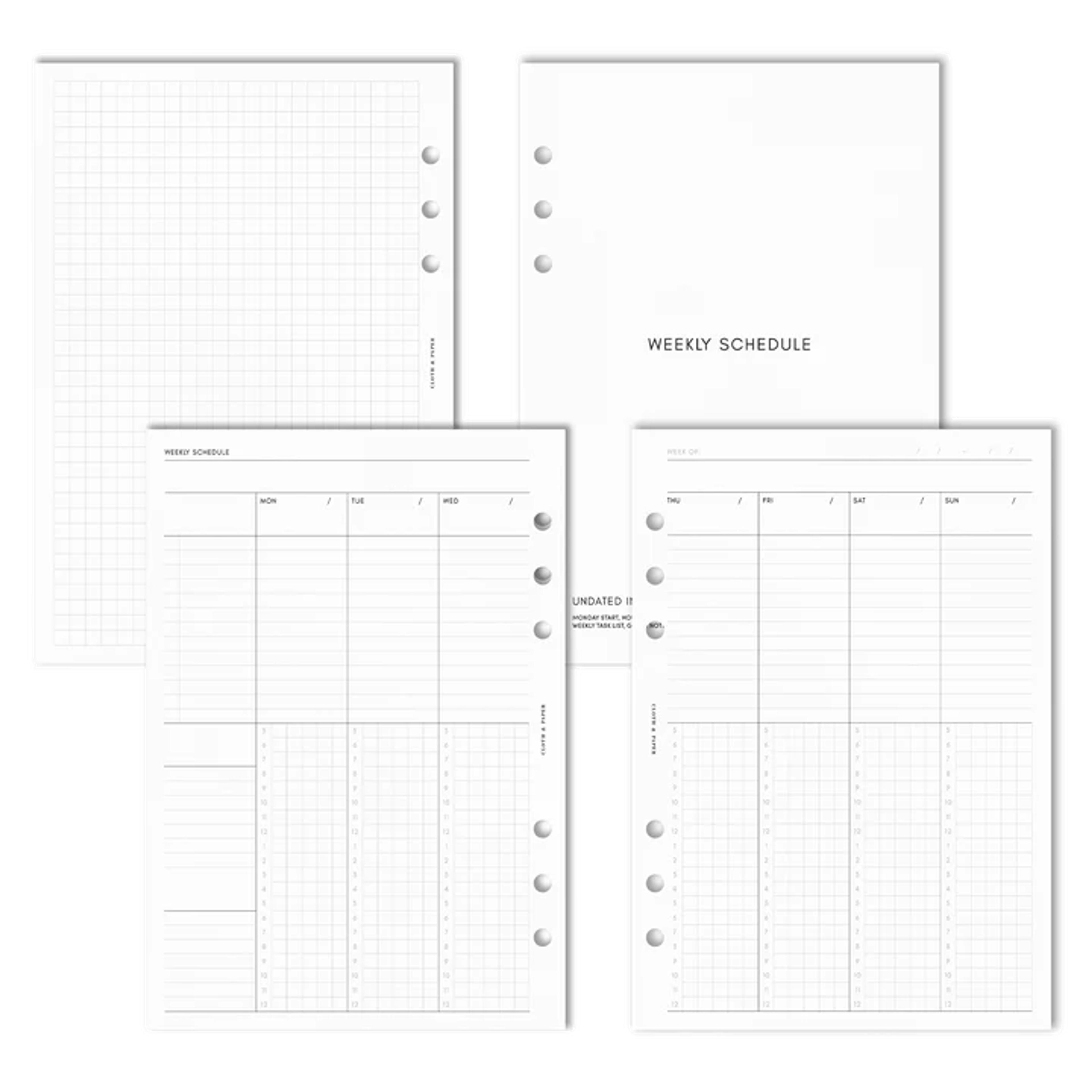 Weekly Schedule Planner Inserts | Cloth & Paper – CLOTH & PAPER