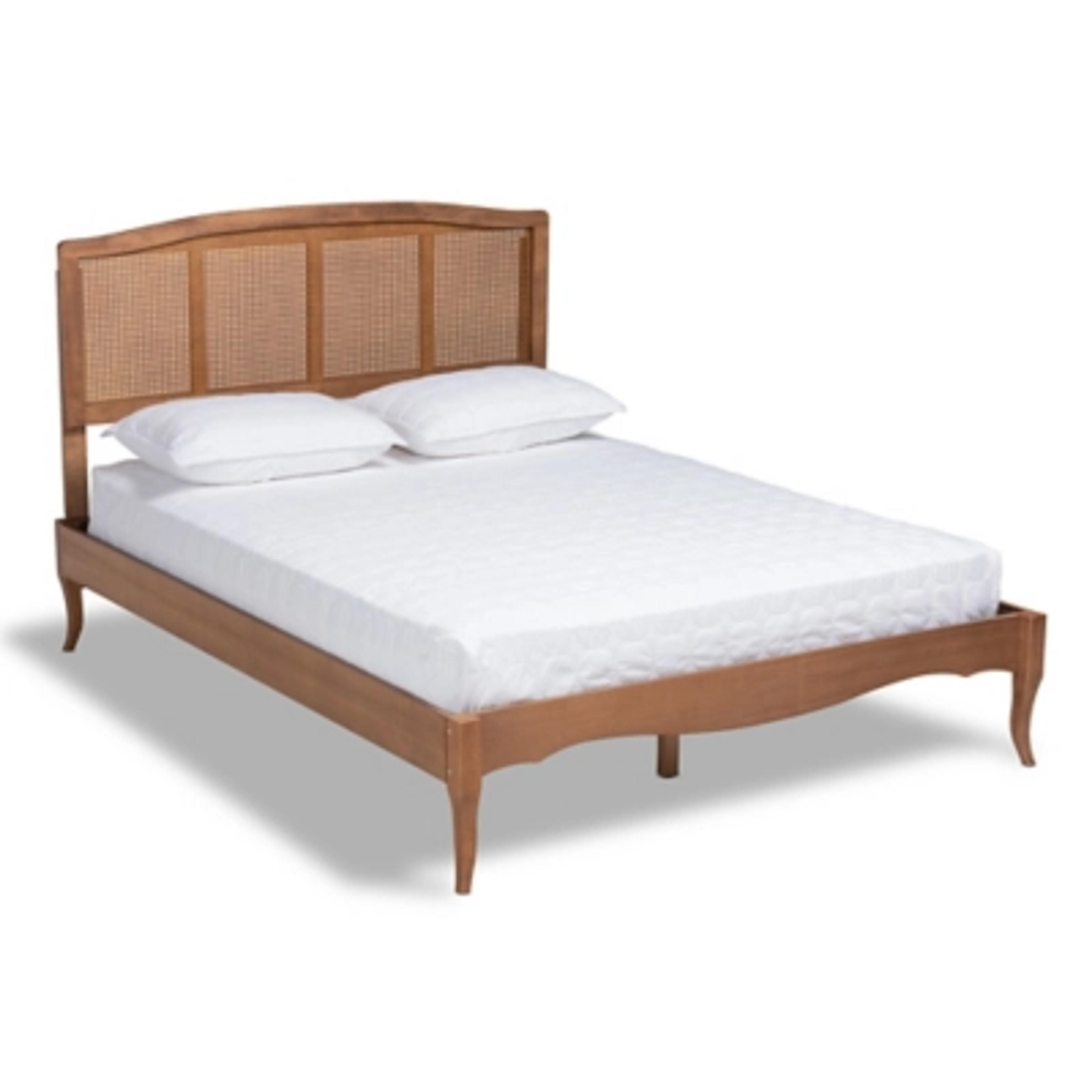 Baxton Studio Marieke Vintage French Inspired Rattan Queen Platform Bed | Ashley