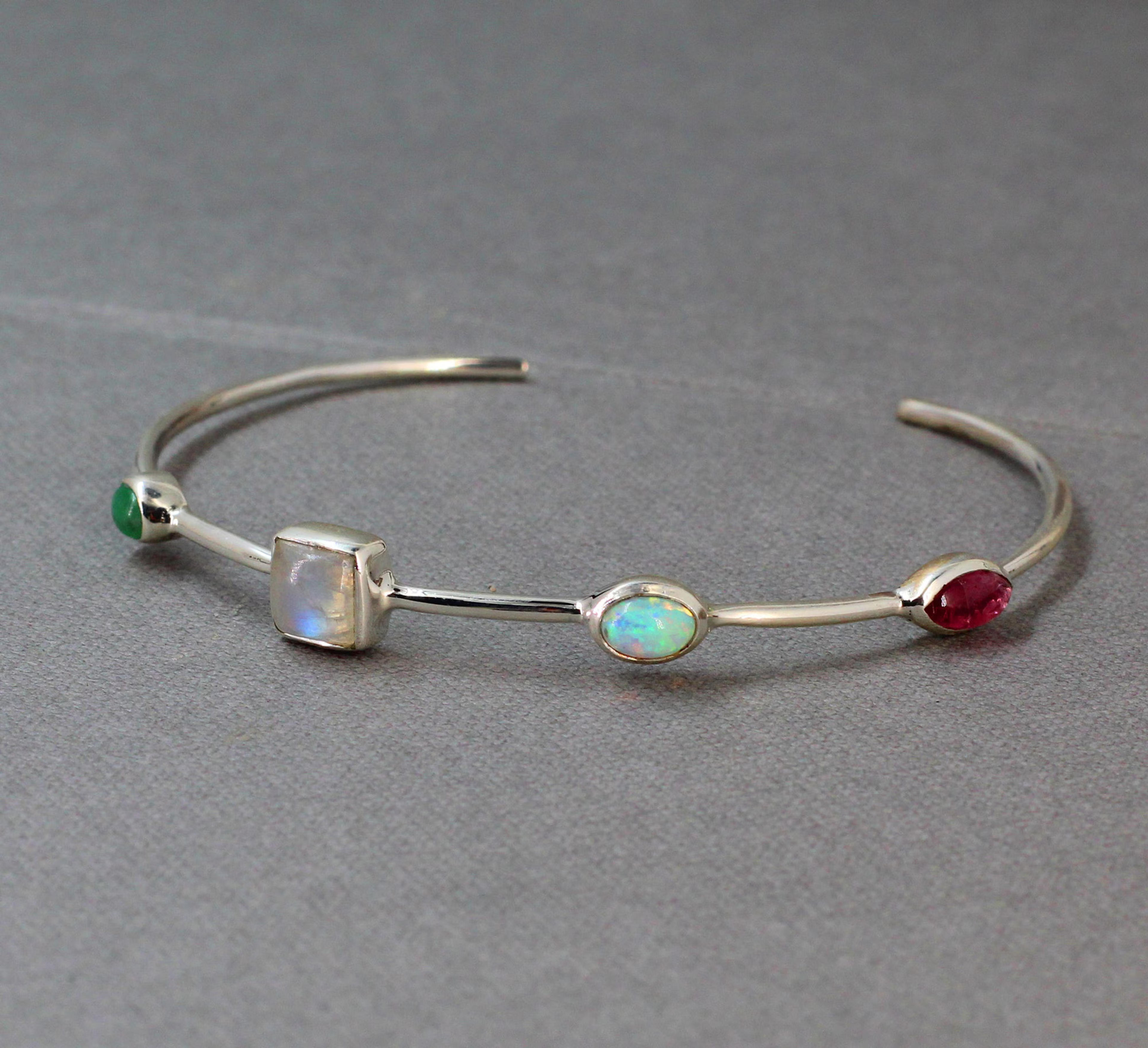 Multi Gemstone Cuff Bracelet,adjustable Bangle Bracelet,handmade Bracelet,solid 925 Sterling Silver Jewelry,birthday Gift,anniversary Gift - Etsy