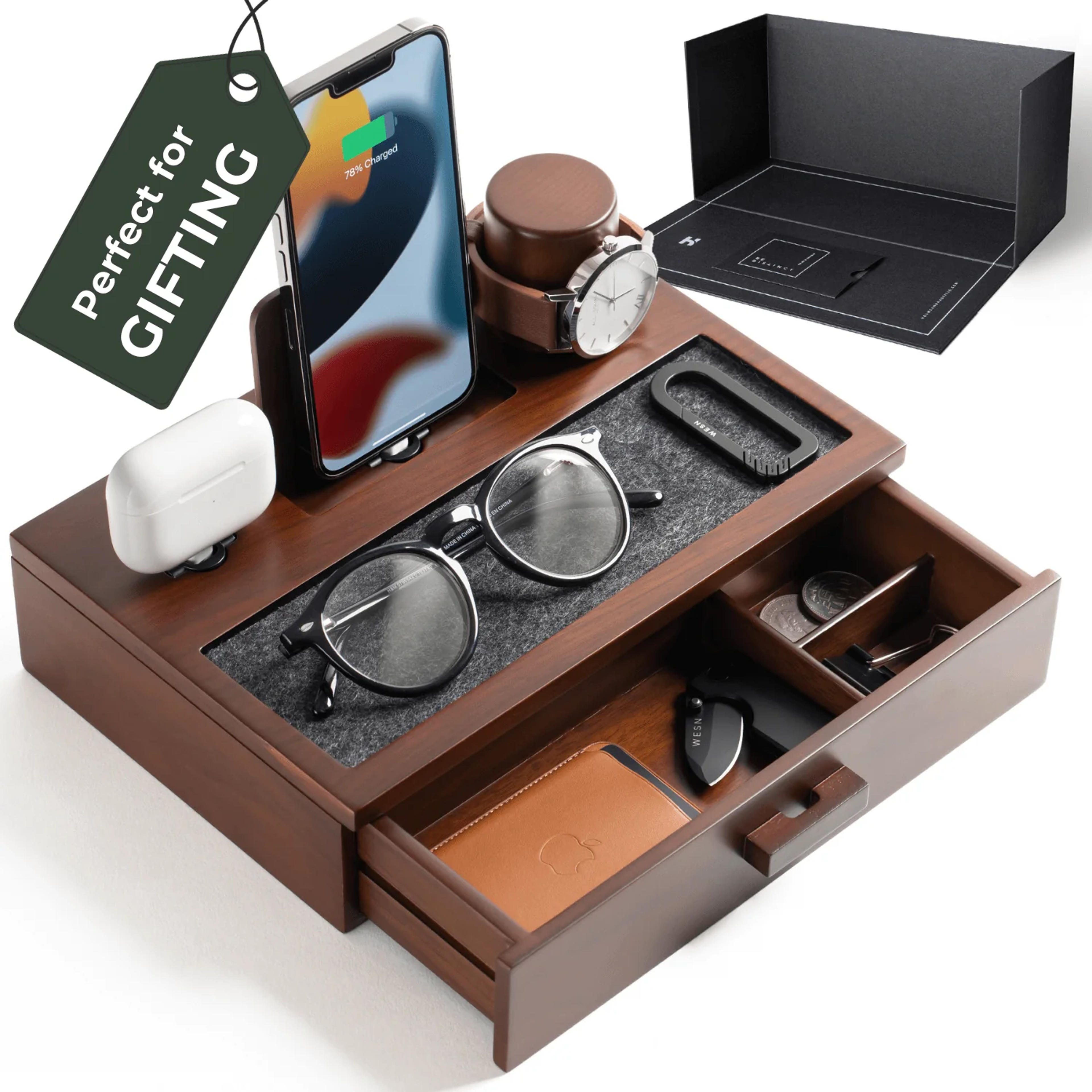 The Hub Nightstand Organizer | Charging Station | Desk Organizer - Holme & Hadfield