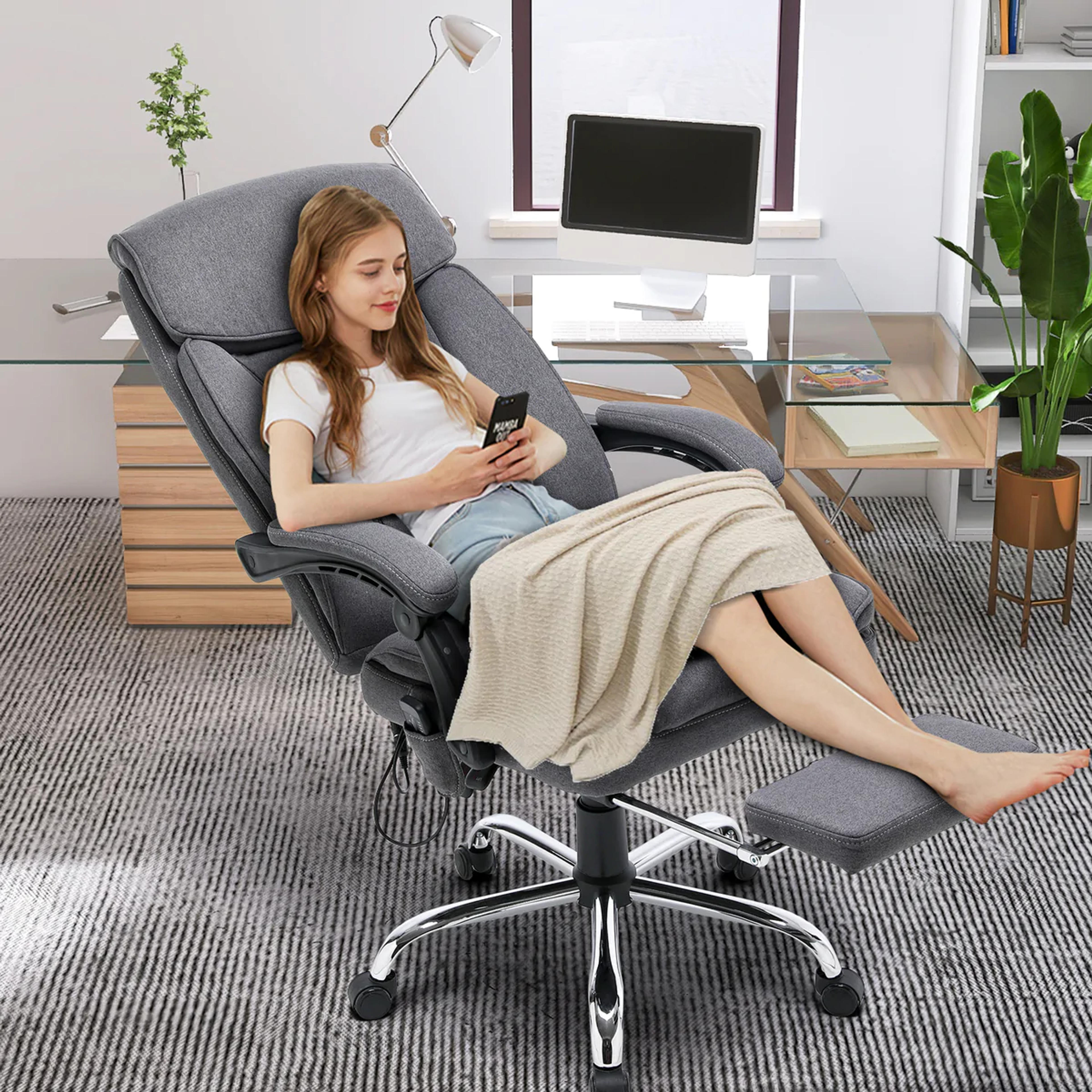 Ergonomic Reclining Massage Office Chair with Breathable Fabric Dark G – homrest