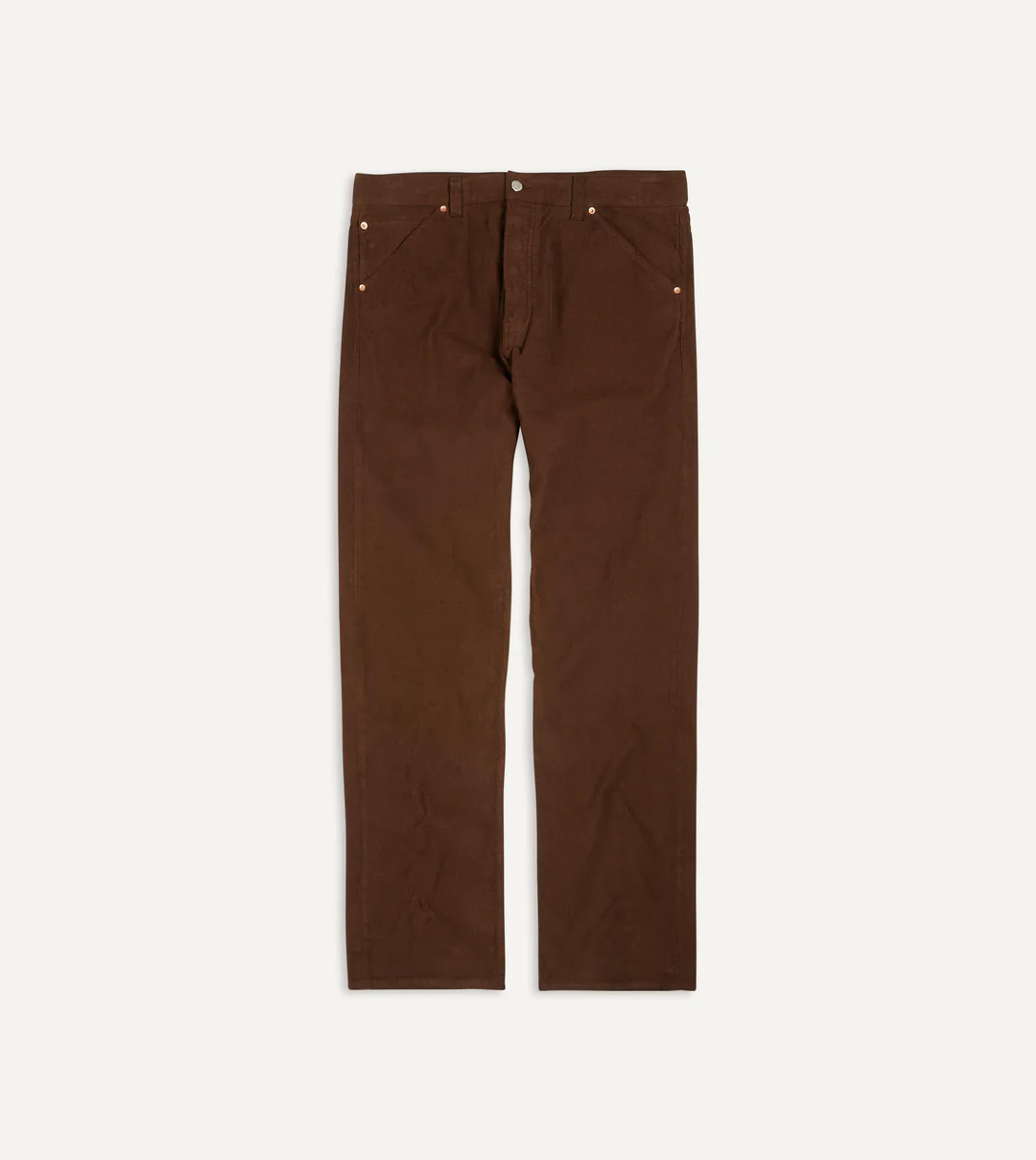 Brown Japanese Selvedge Needlecord Five-Pocket Trousers – Drakes