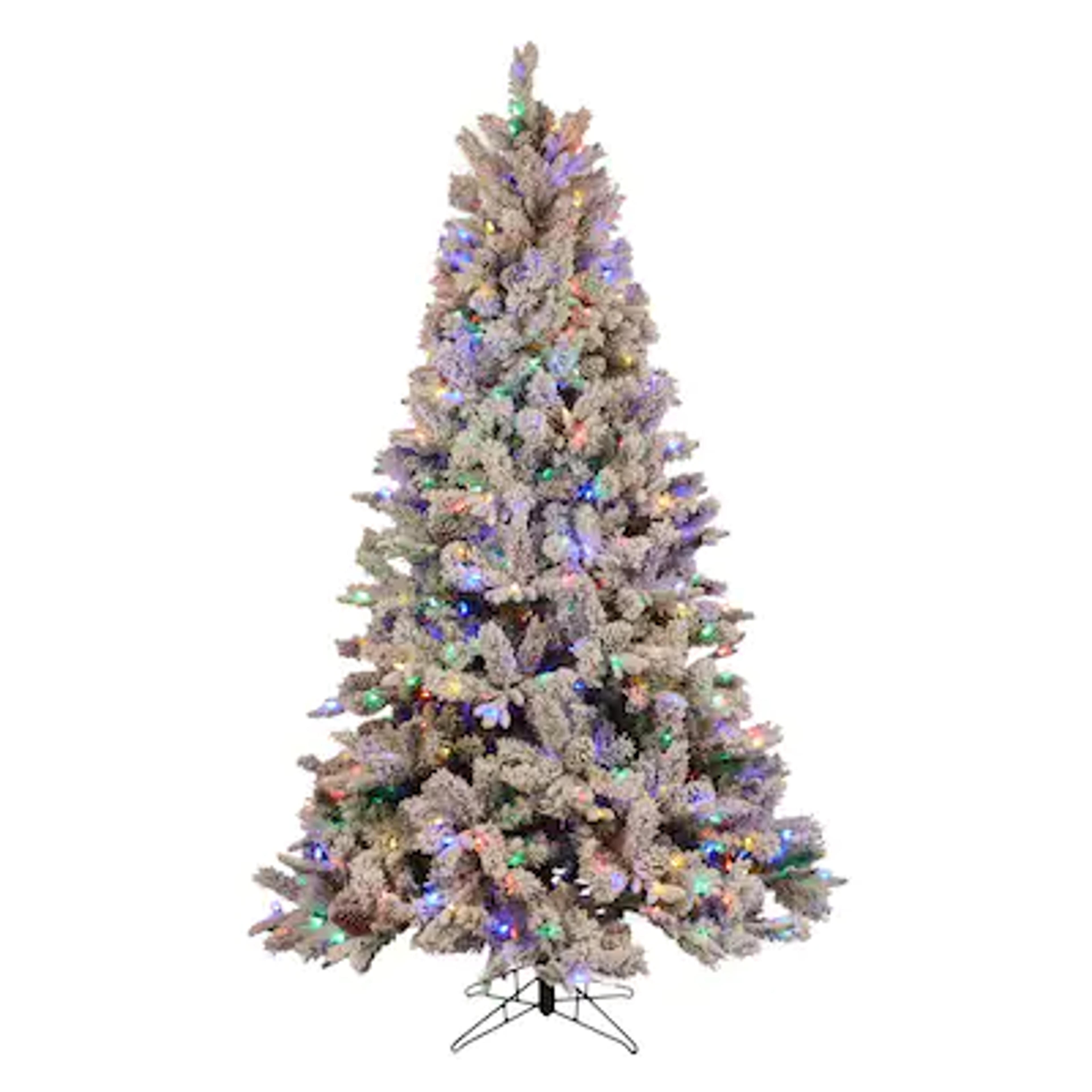 Holiday Living 7.5-ft Albany Pine Pre-lit Flocked Artificial Christmas Tree with LED Lights in the Artificial Christmas Trees department at Lowes.com