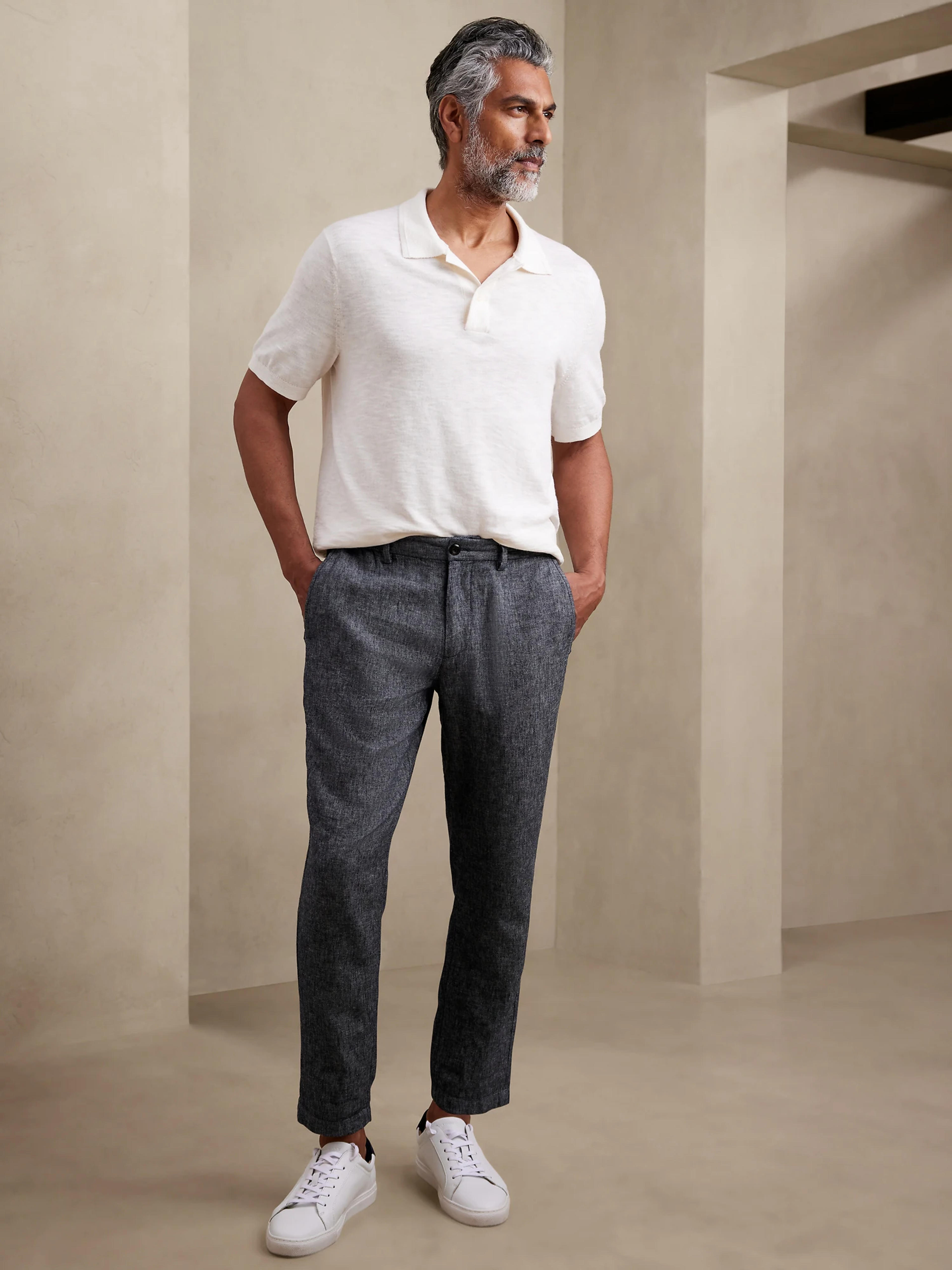 Athletic-Fit Linen-Cotton Pant 