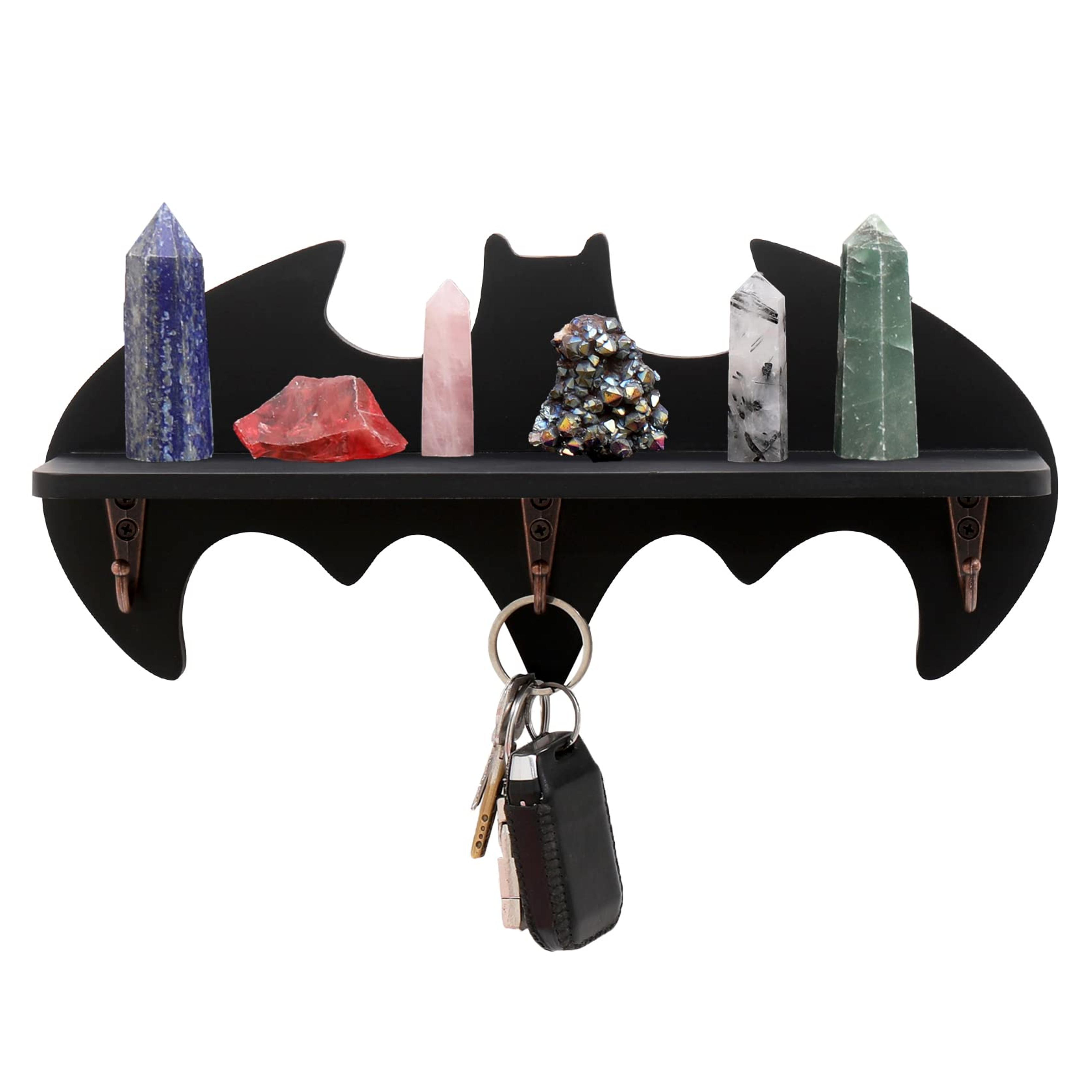 HYLEHE Bat Shelf Crystal Shelf Wall Mounted Floating Shelves-Hanging Floating Wooden Shelves for Goth Home Bedroom or Bathroom-Witchy Room Decor for Crystal Keys