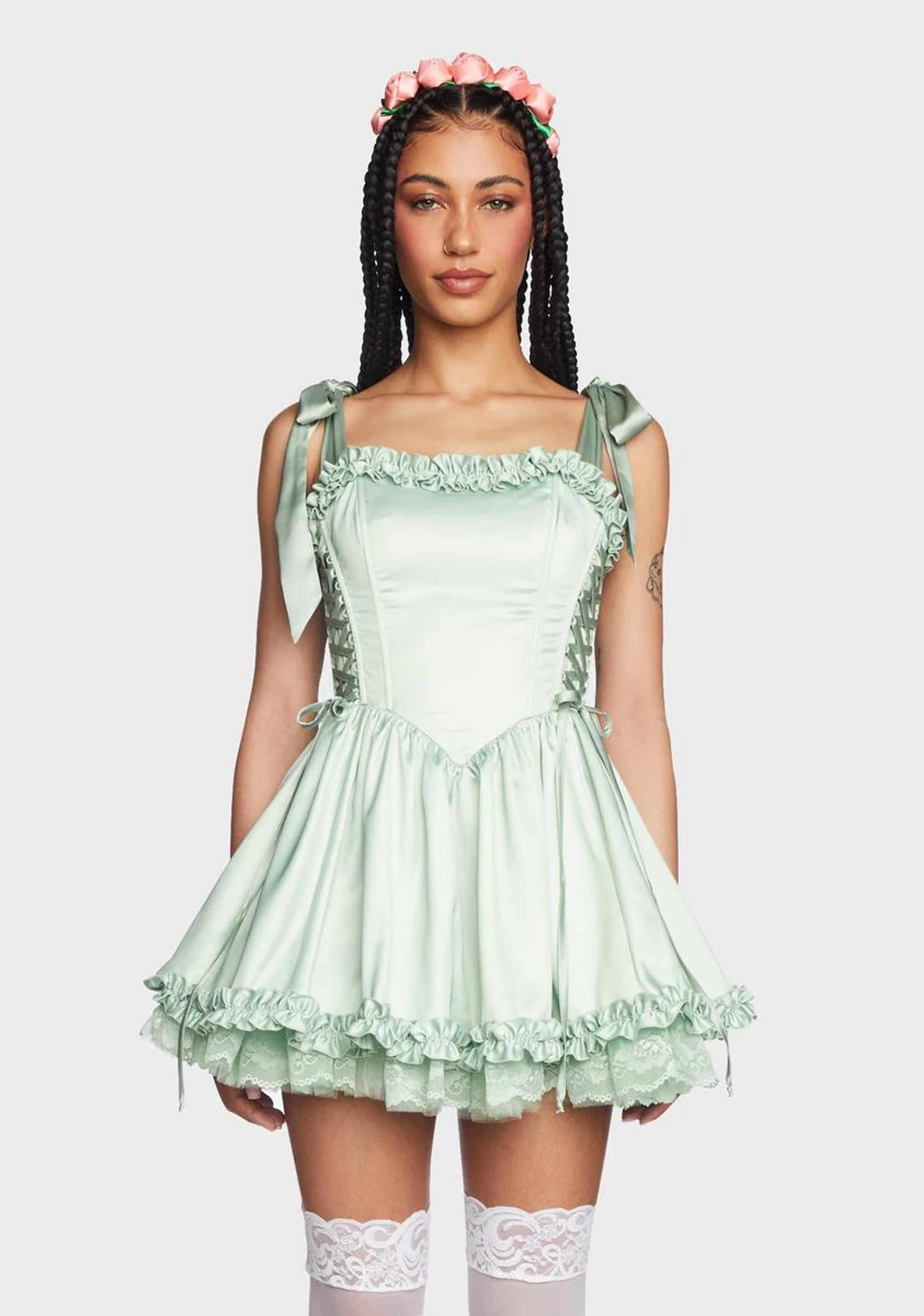 Sugar Thrillz Satin Cupcake Mini Dress - Light Green – Dolls Kill