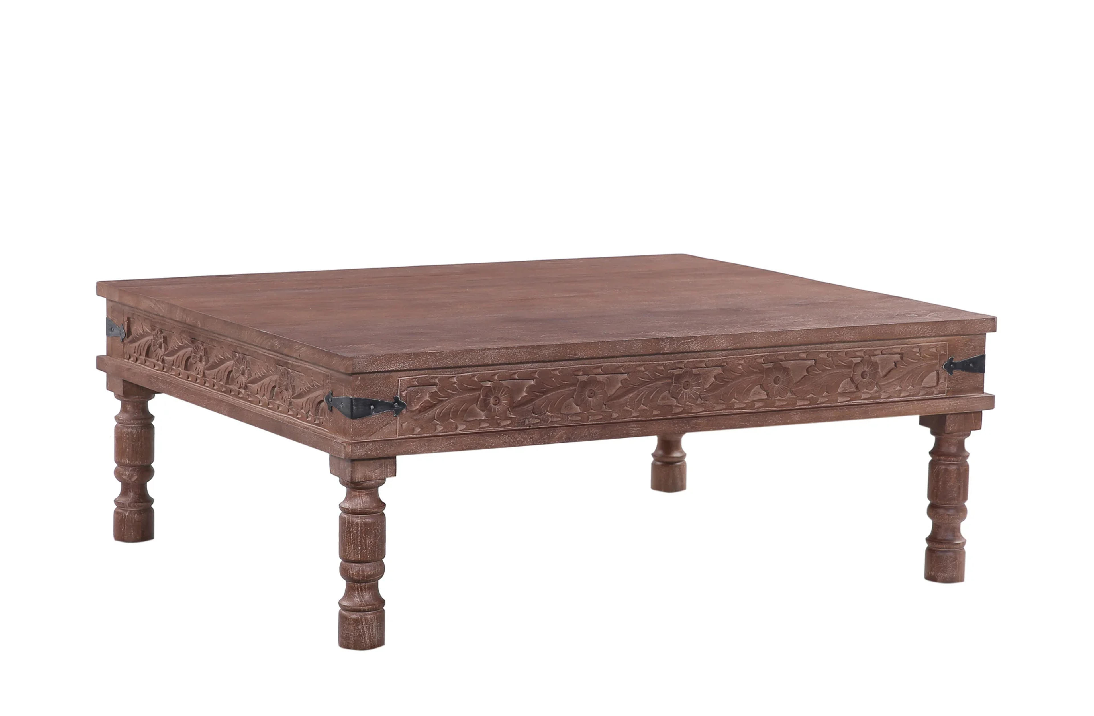 Emin Nomad Wooden Rectangular Coffee Table in Distressed Brown Finish