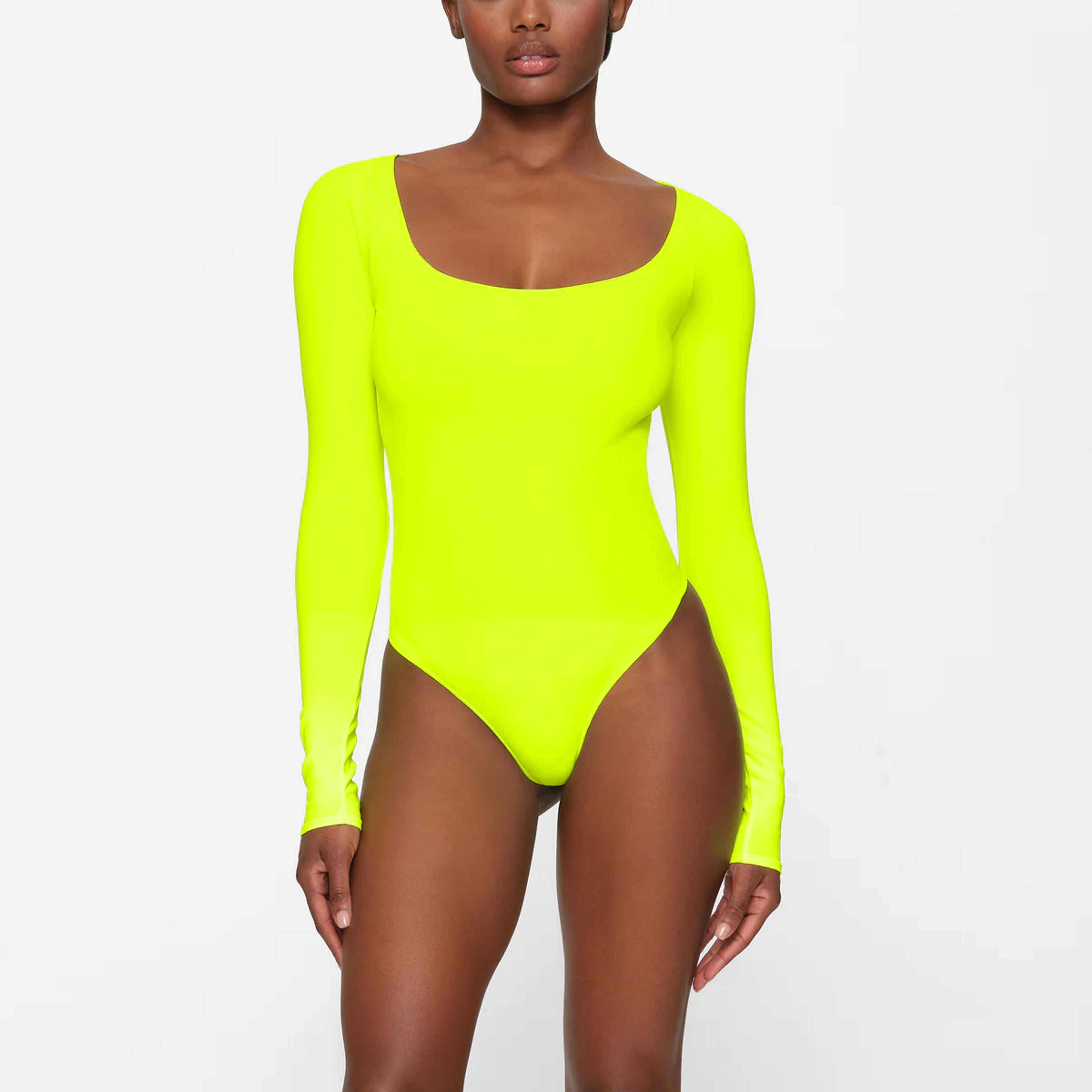 ESSENTIAL LONG SLEEVE SCOOP NECK BODYSUIT | HIGHLIGHTER - ESSENTIAL LONG SLEEVE SCOOP NECK BODYSUIT | HIGHLIGHTER