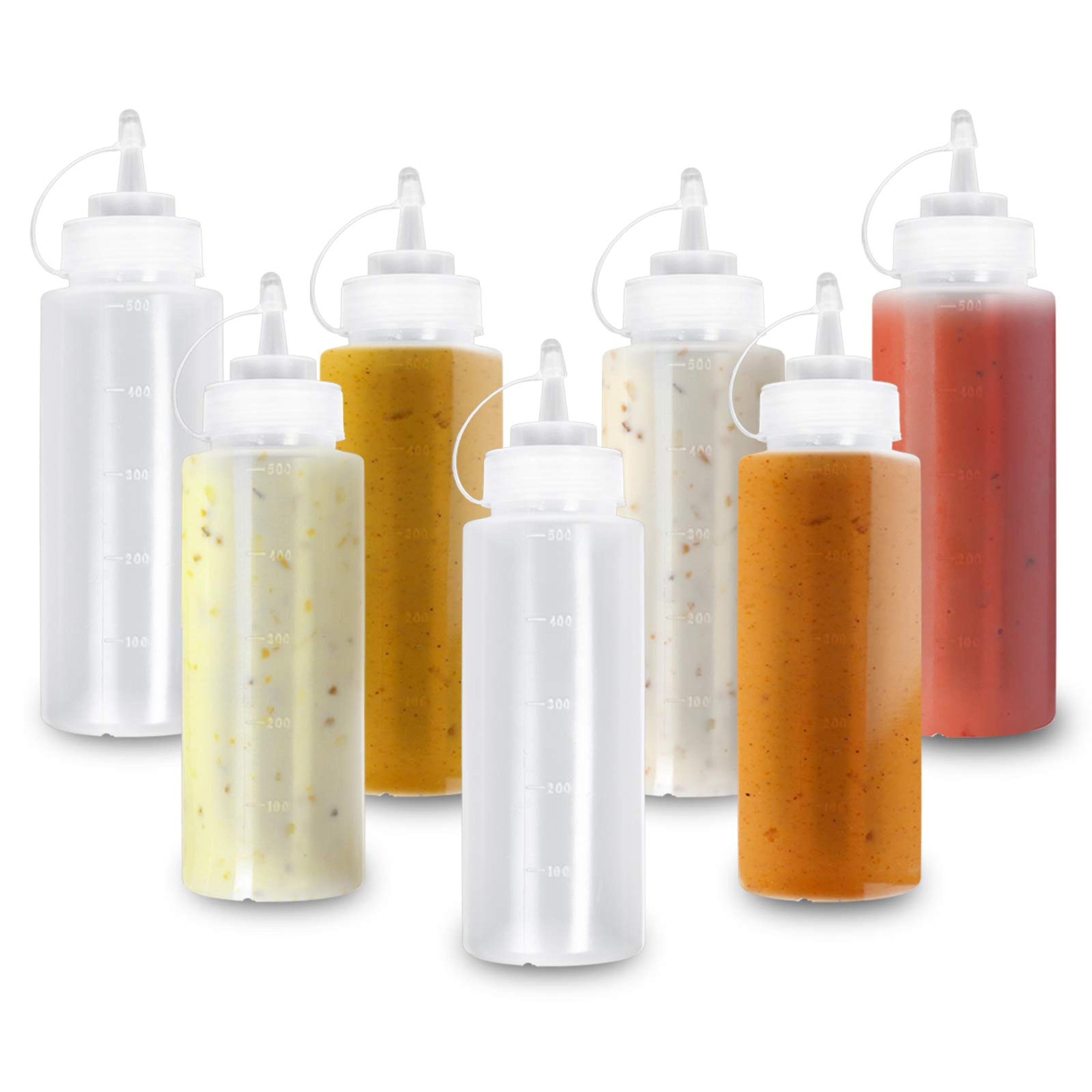 MATANA - 8 Squeeze Sauce Bottles with Caps - BPA Free - 500ml : Amazon.co.uk: Home & Kitchen