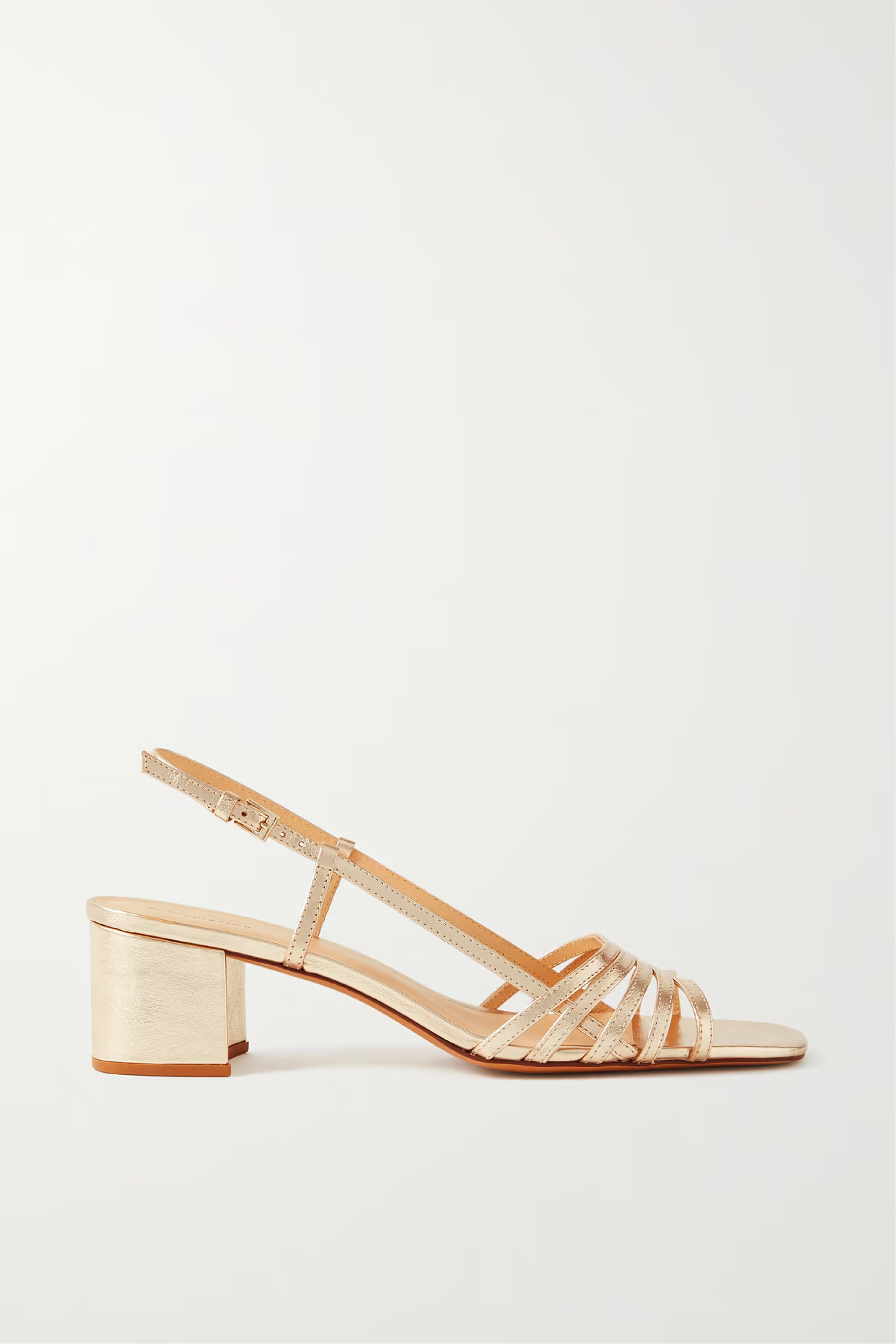 REFORMATION - Eleonora metallic leather slingback sandals