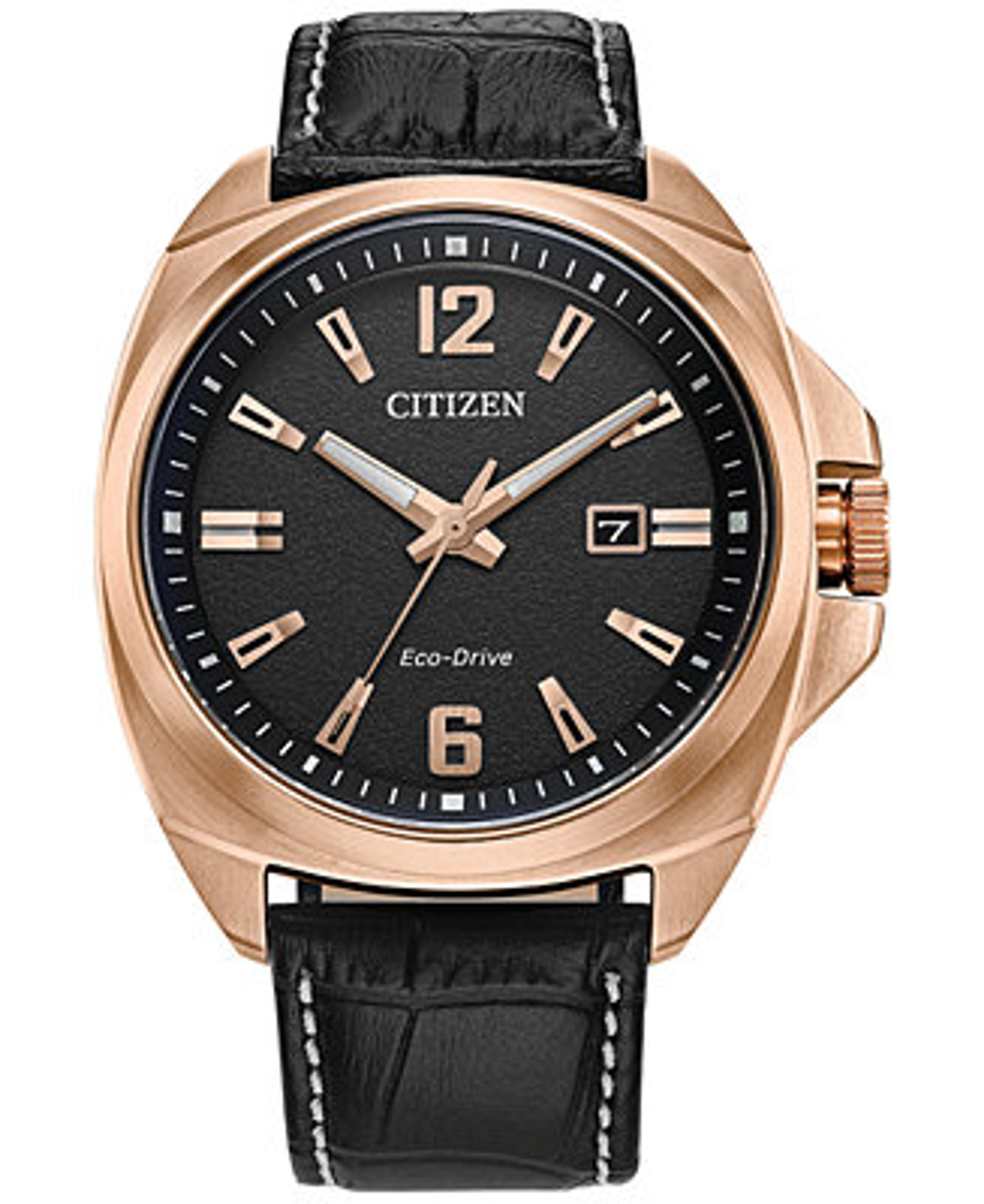 Citizen Eco-Drive Men's Sport Luxury Black Leather Strap Watch 42mm & Reviews - Macy's
