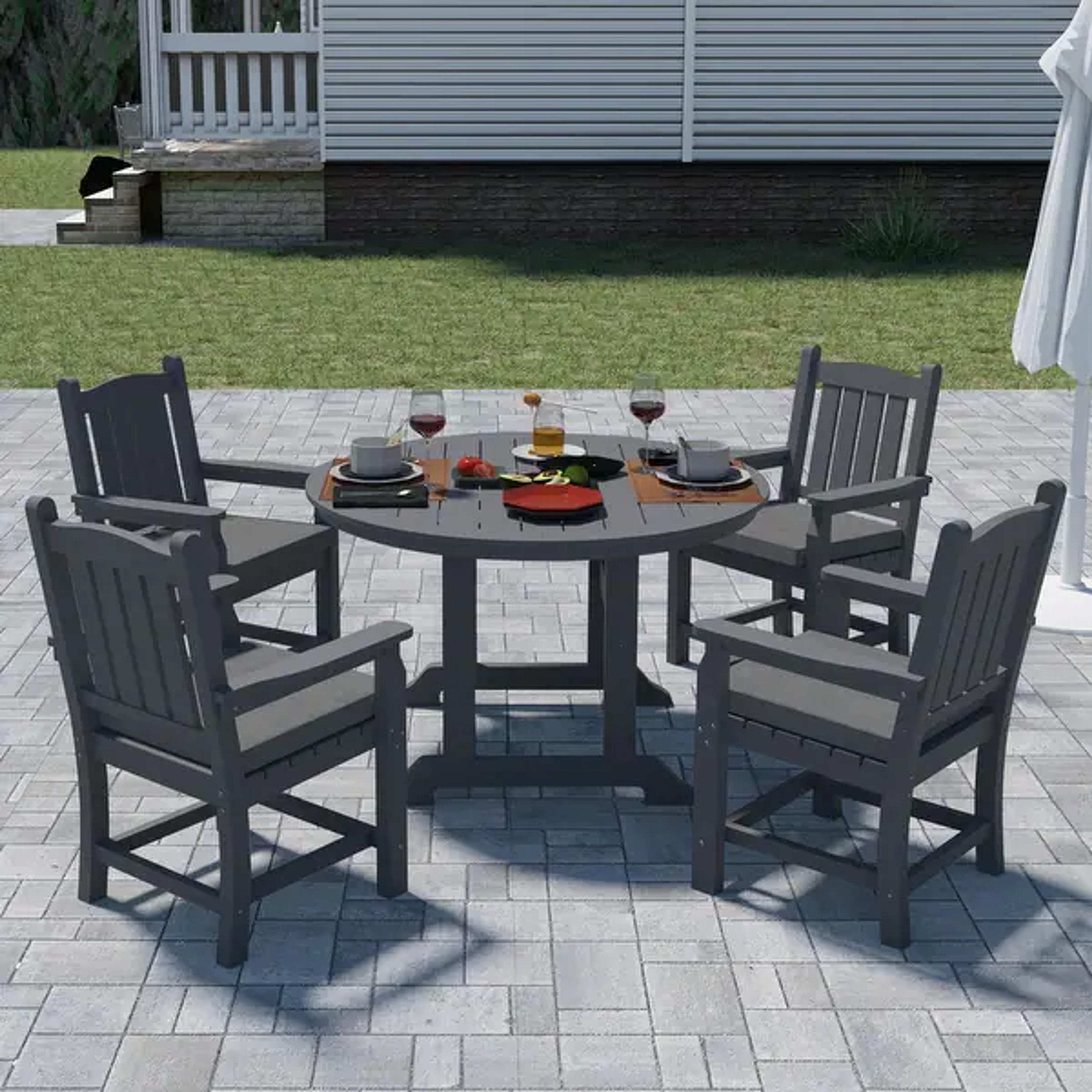 Outdoor Patio HDPE Round Dining Table Grey - N/A - On Sale - Bed Bath & Beyond - 37149784