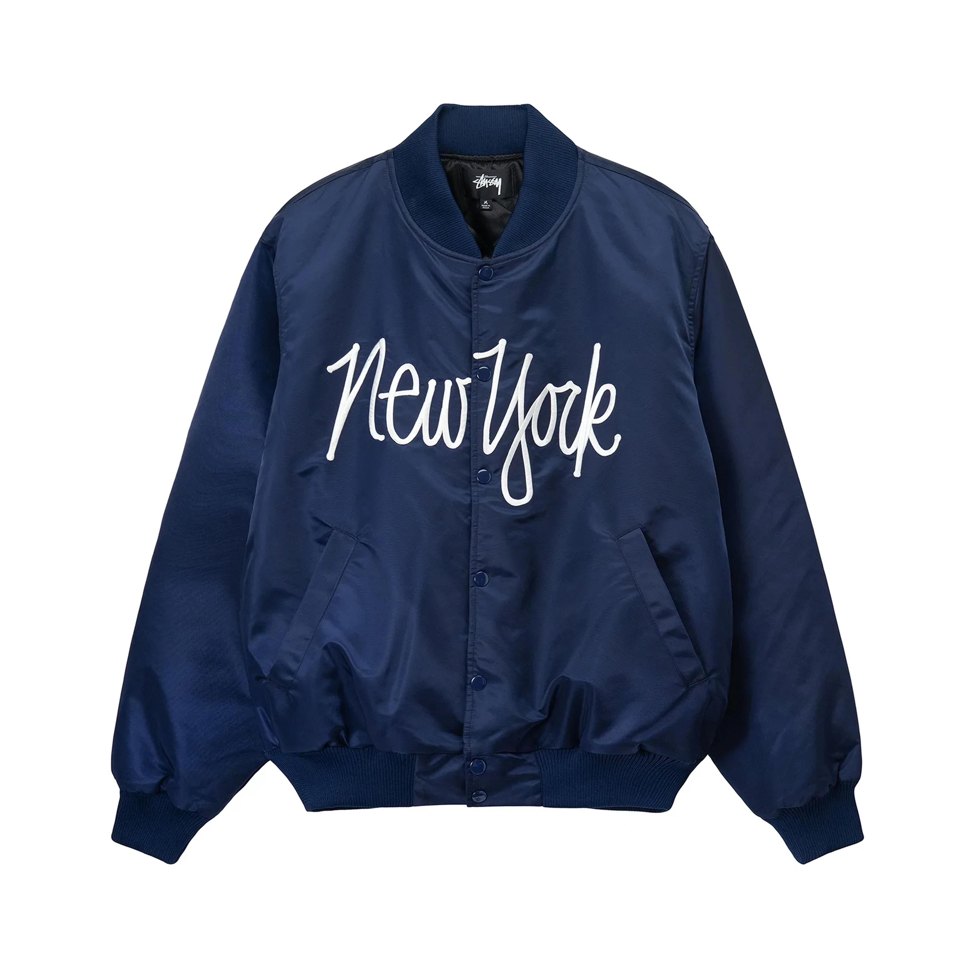 NY CHAPTER SATIN VARSITY JACKET - Navy / XL