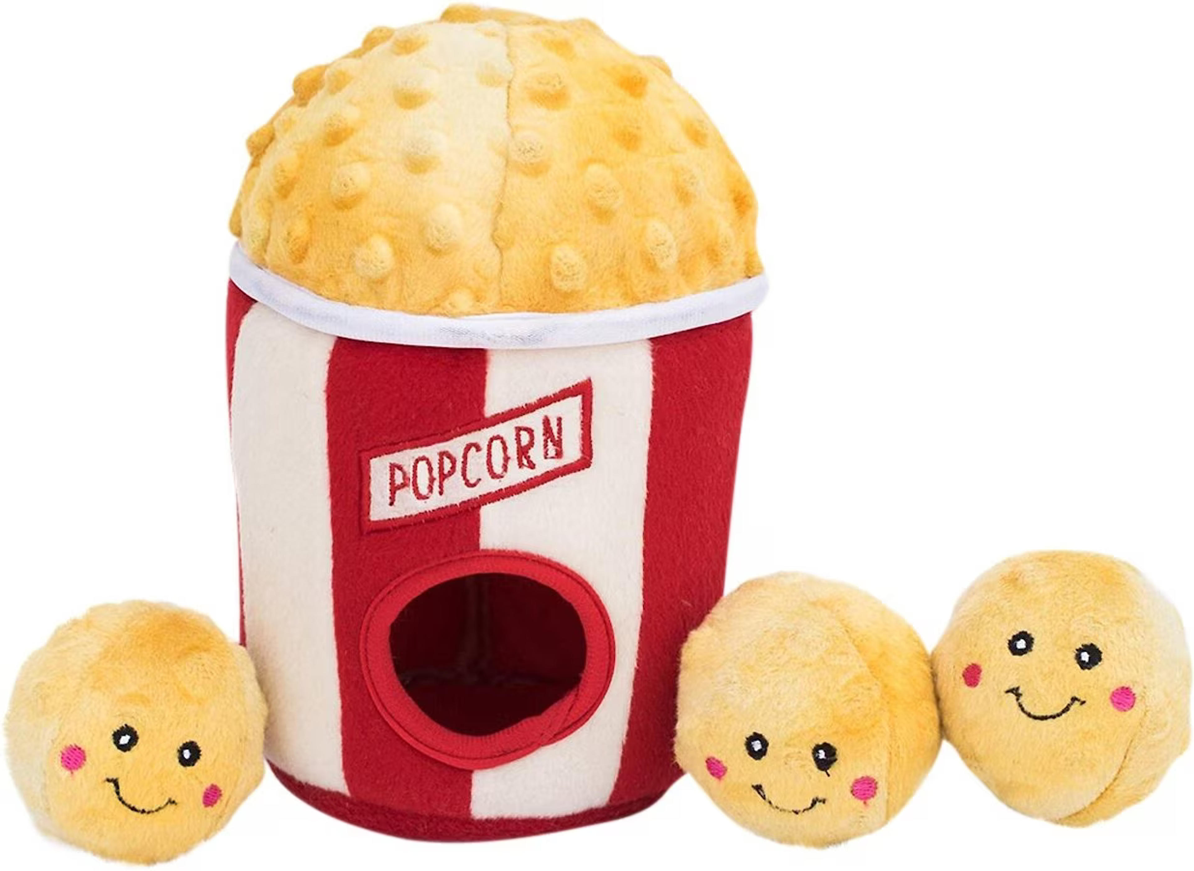 ZIPPYPAWS Burrow Hide & Seek Plush Dog Toy, Popcorn Bucket