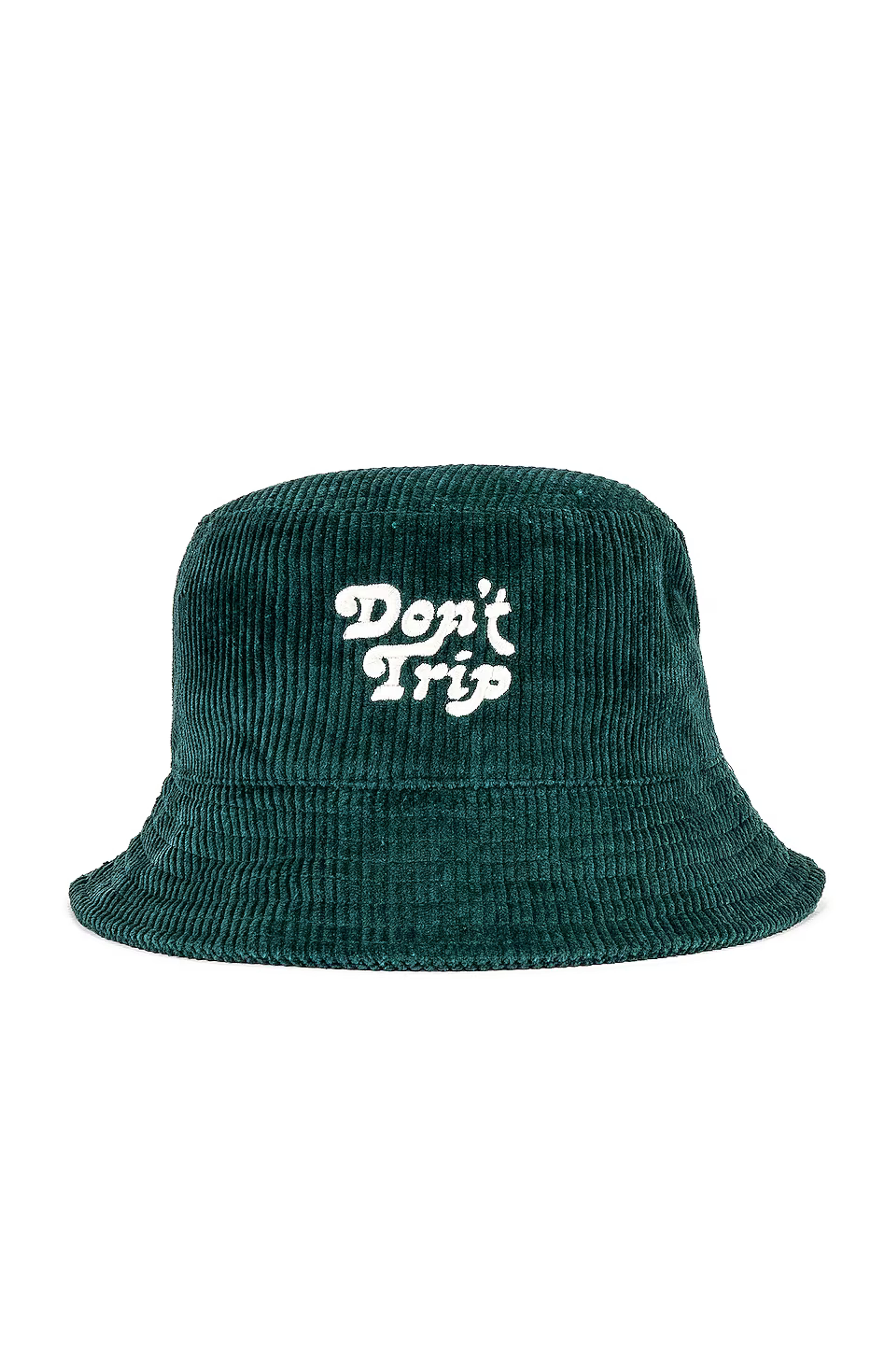 Free & Easy Don't Trip Fat Corduroy Bucket Hat in Green / White | REVOLVE