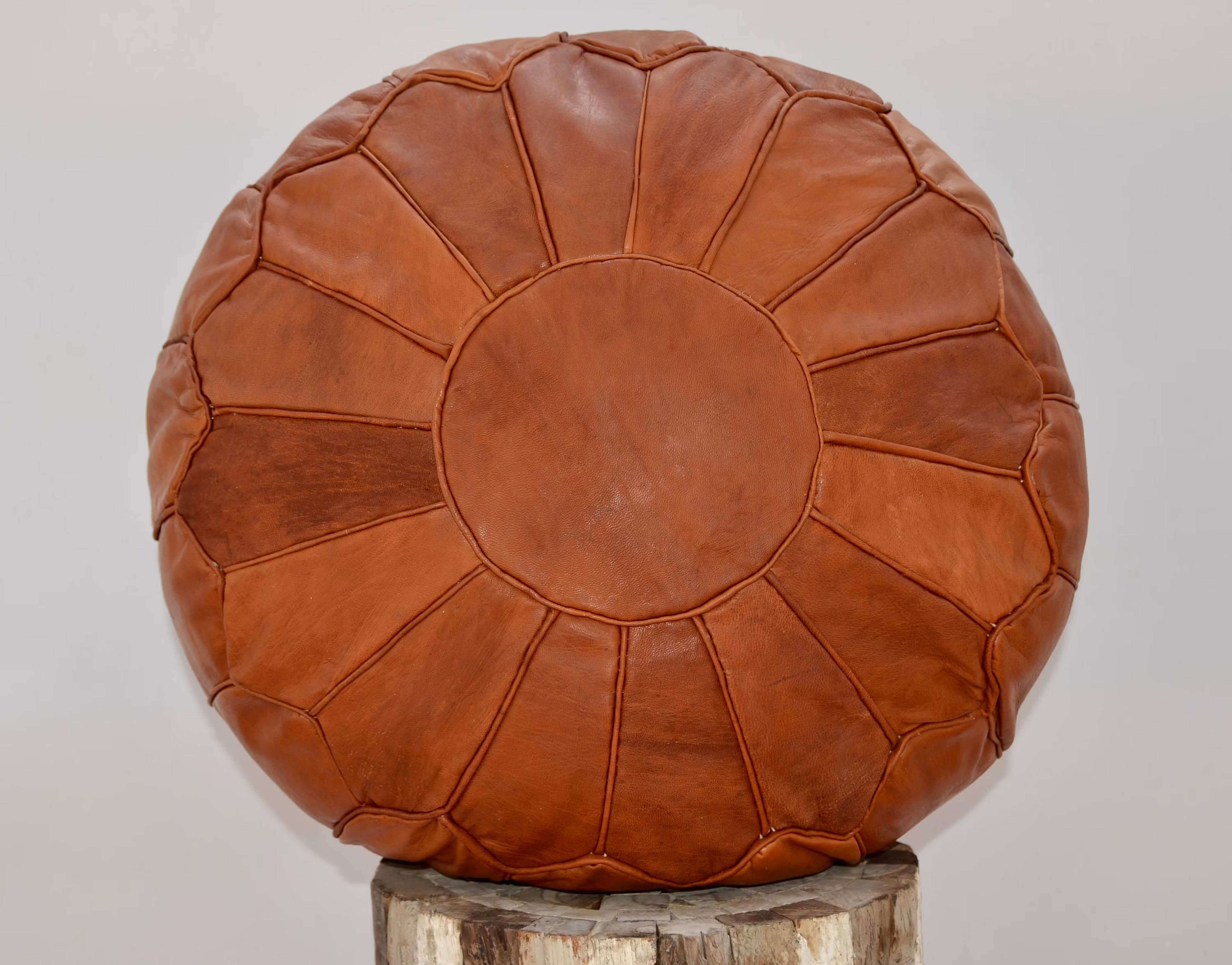 Moroccan Leather Tan Brown Pouffe Handmade in Naturally - Etsy UK