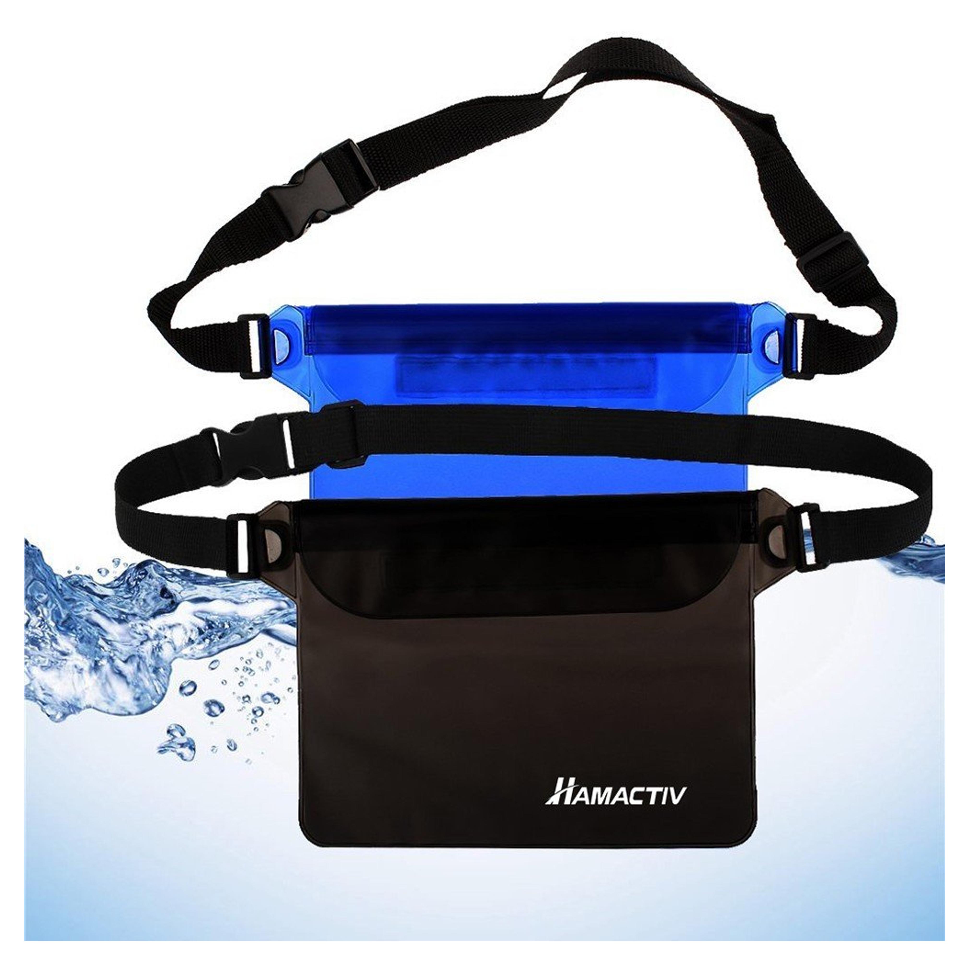 HamFire Waterproof Pouch Case Bag with Adjustable Waist Strap - Perfect for Beach Swimming Boating Snorkeling Kayaking Fishing, Pack of 2