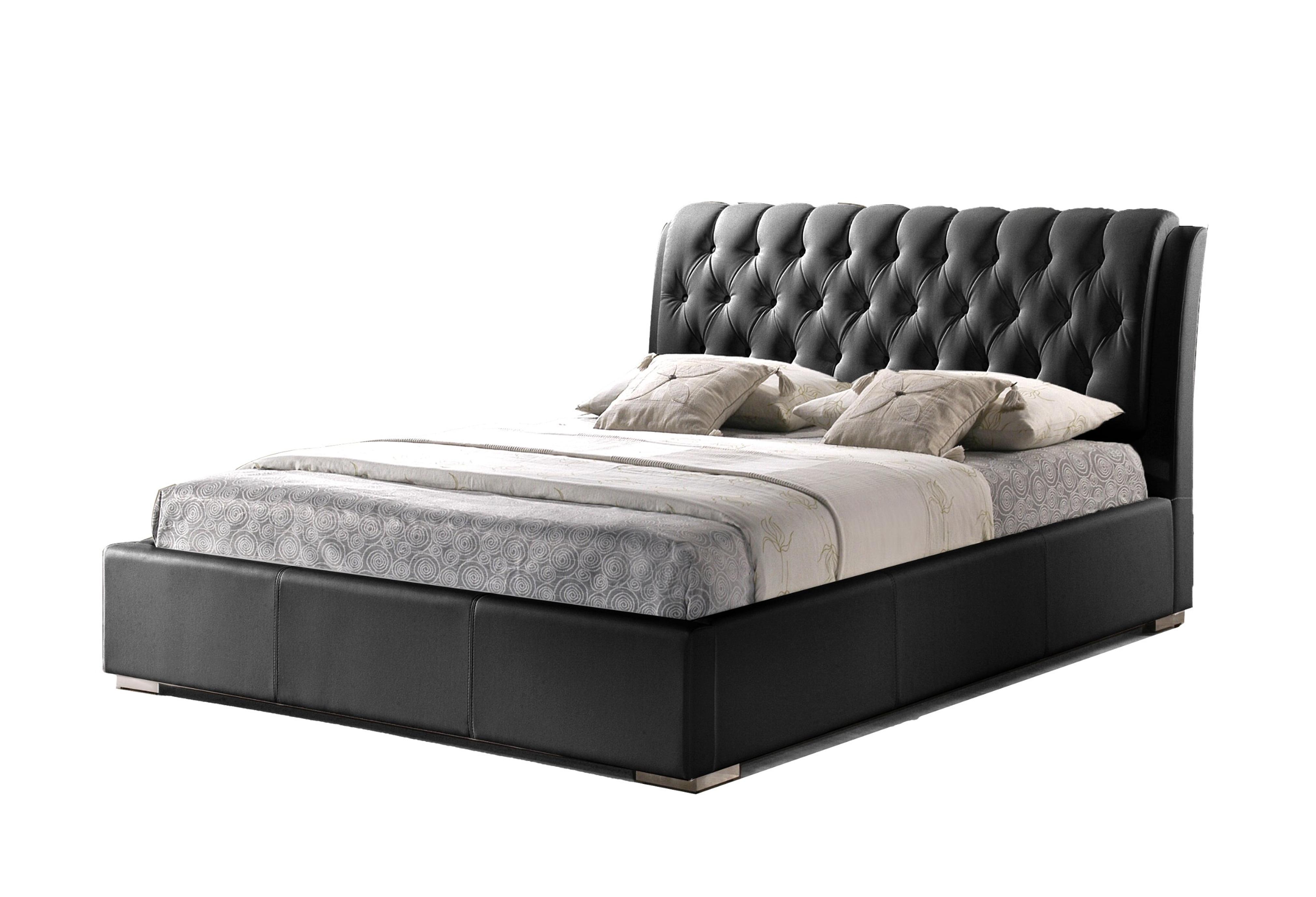 Baxton Studio Bianca Black Modern Bed with Tufted Headboard, Queen