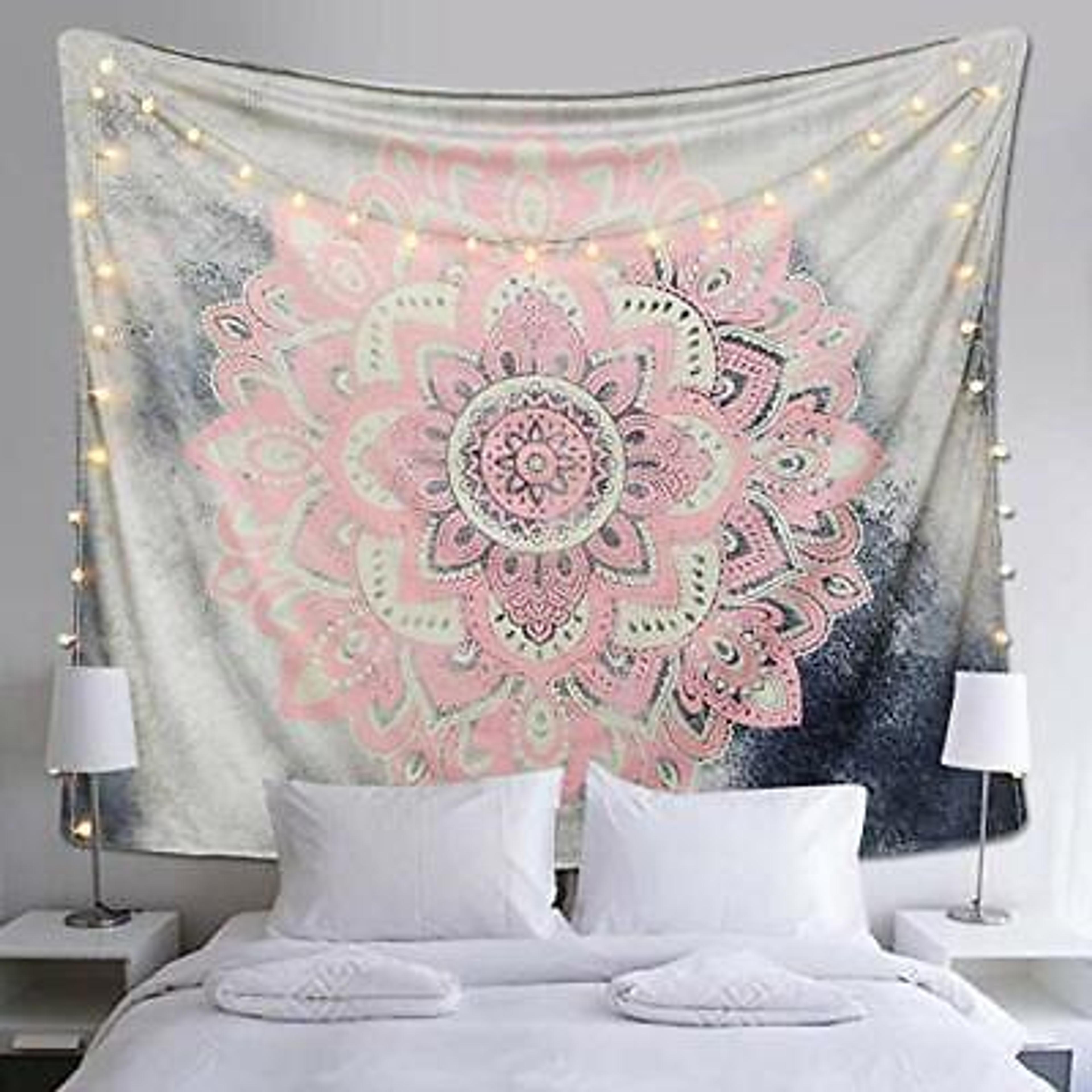 Alynsehom Tapestry Mandala Wall Hanging Decor Pink and Gray Indian Hippie Boh... 799649006756 | eBay