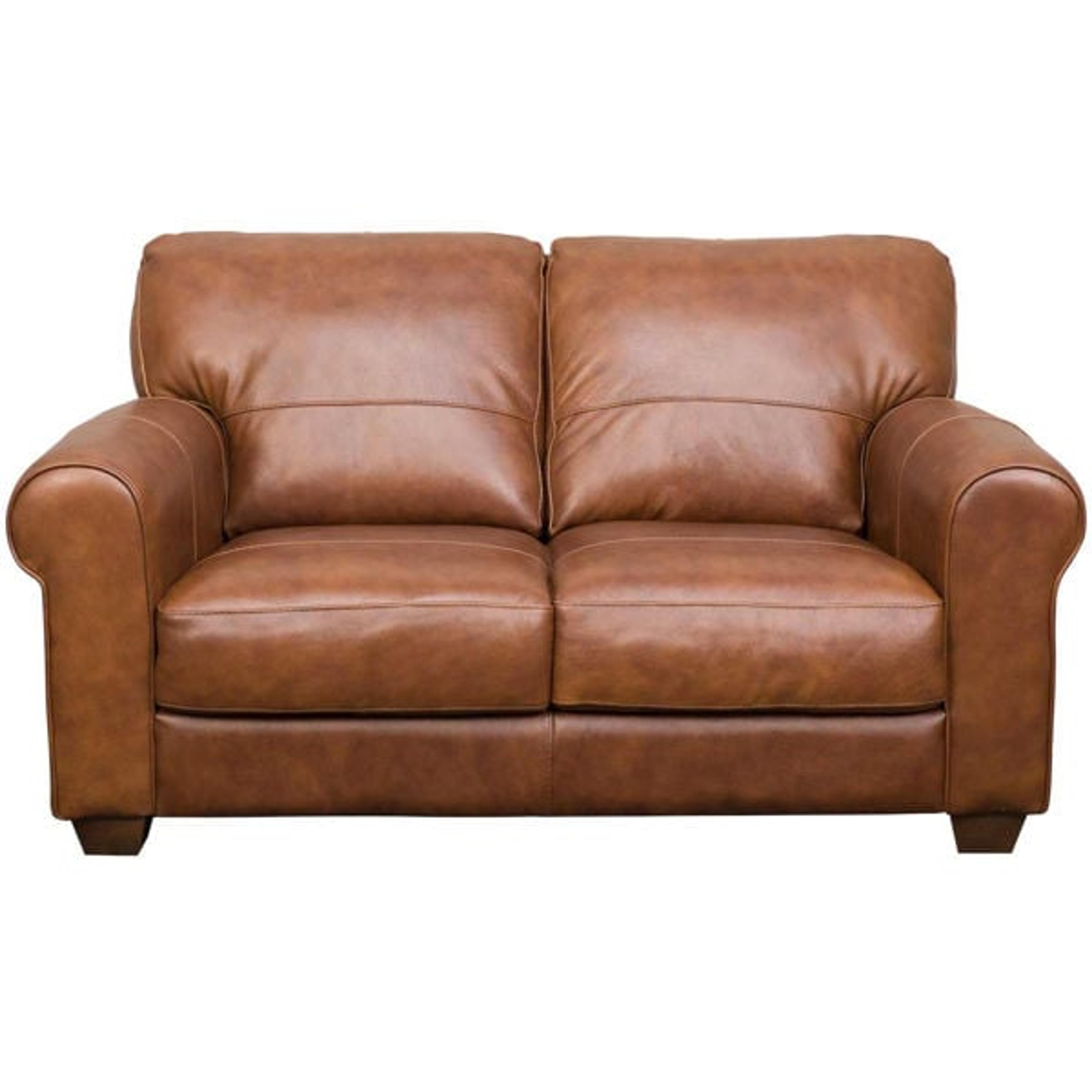 Whisky Italian All Leather Loveseat (4829 LOVE CAPRI WHISKY 39017 Soft Line) | AFW.com