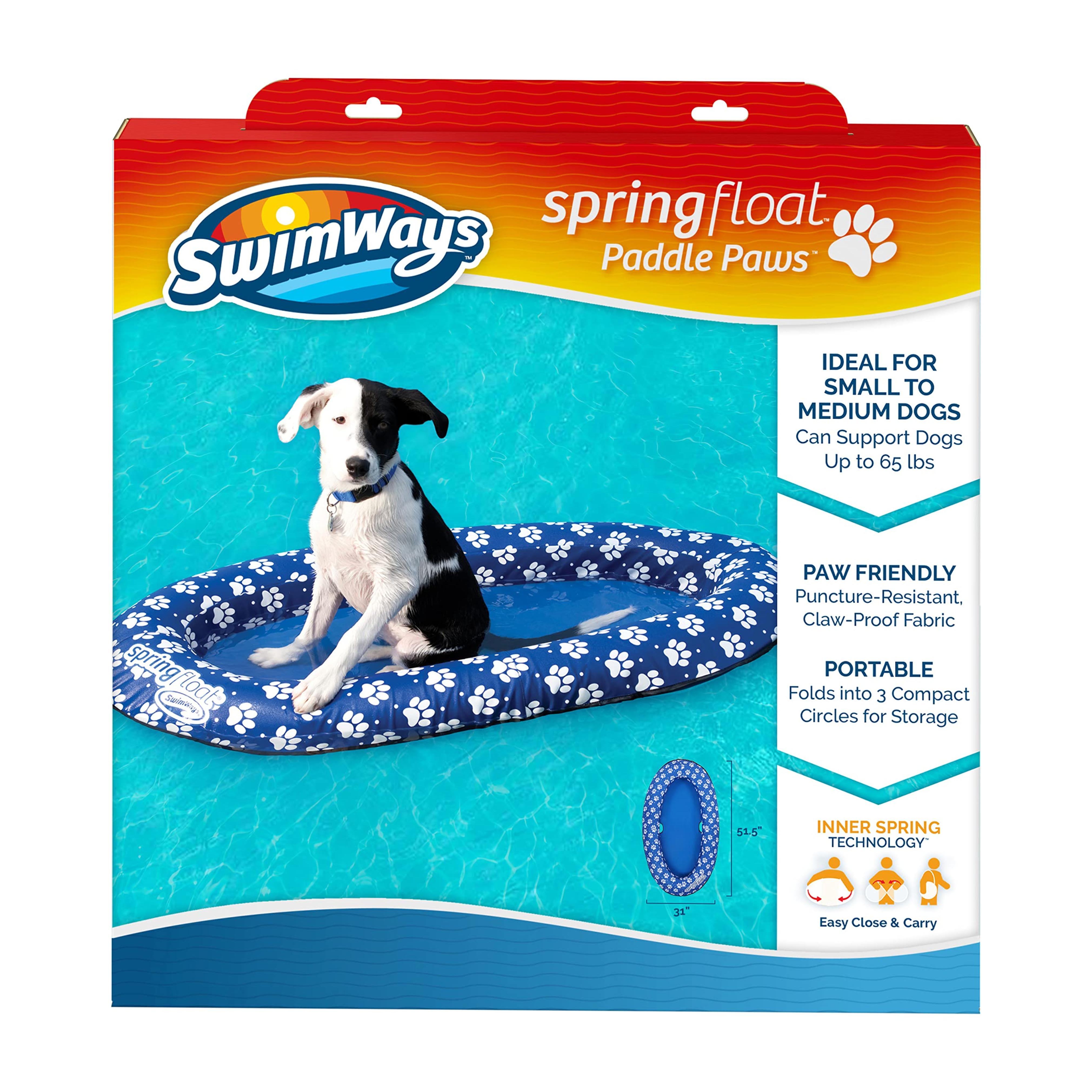 Amazon.com: SwimWays Paddle Paws Spring Float Dog Raft, Small (0-65 lbs.) : Everything Else