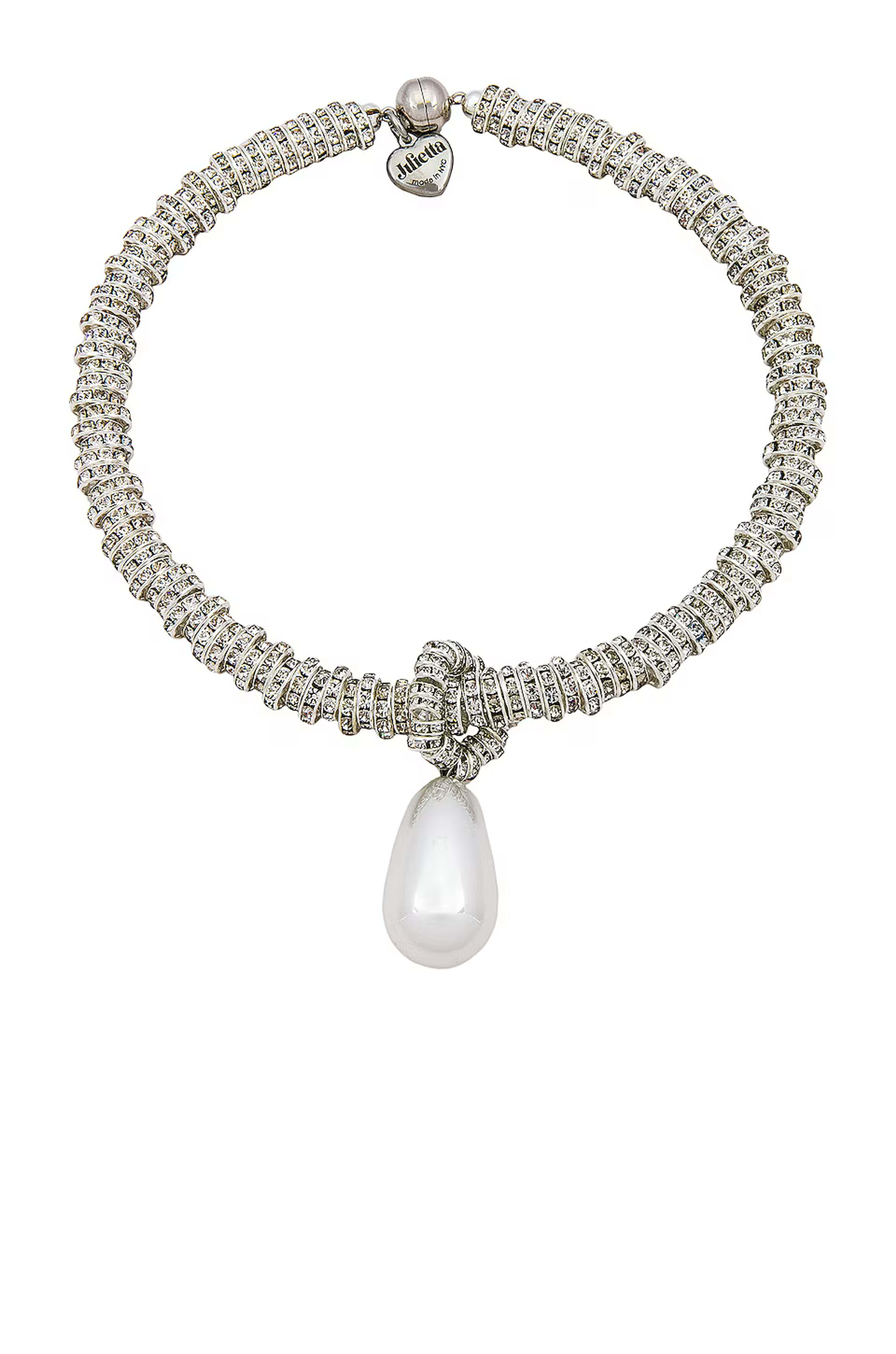 Julietta Pearl Drop Necklace in Pearl & Silver | REVOLVE