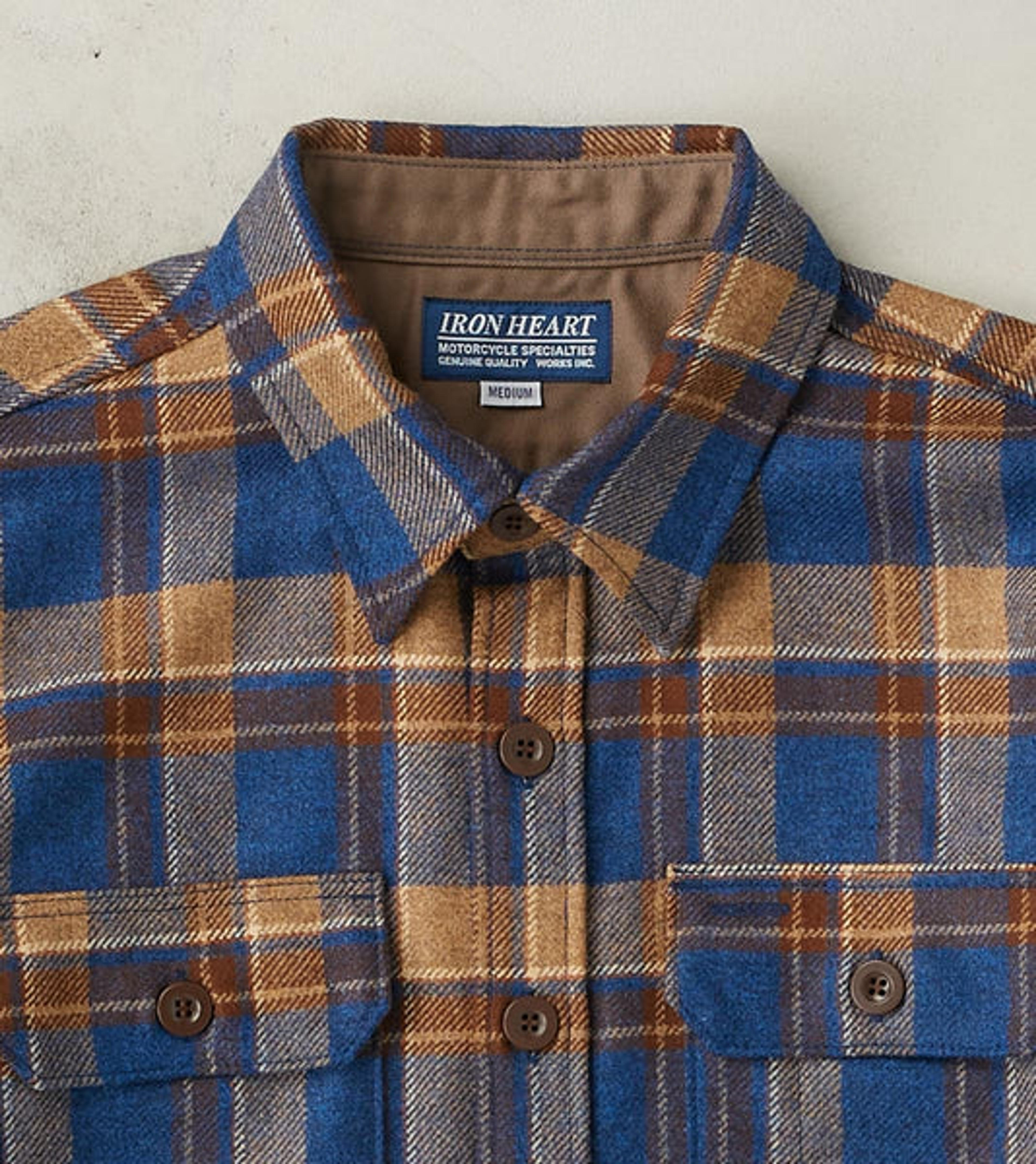 Iron Heart x DR 434-DTC - CPO Shirt - Fox Brothers® Wool Devon Twill Check Flannel – Division Road, Inc.
