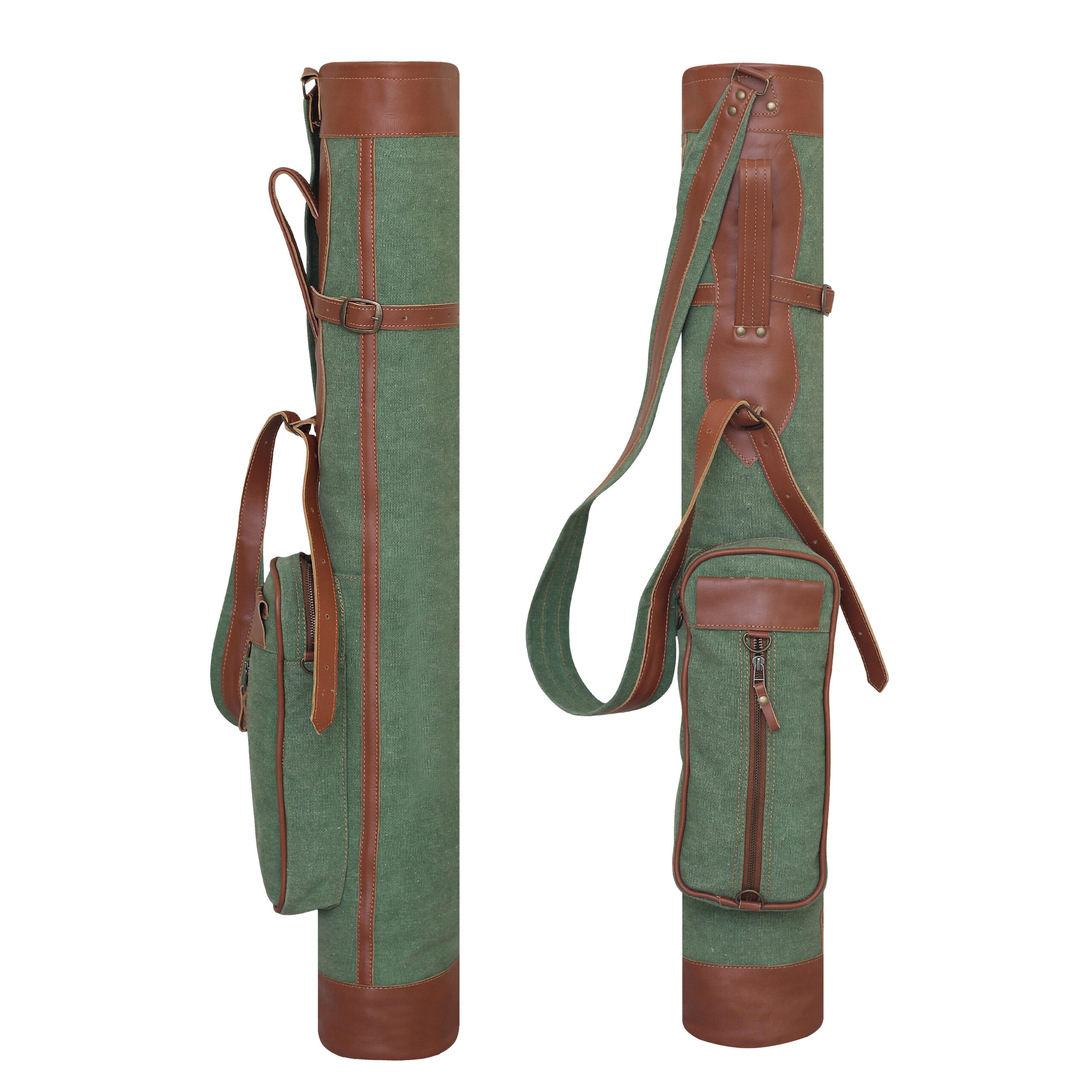 Leather Canvas Golf Pencil Bag | Zipped Sunday Golf Bag