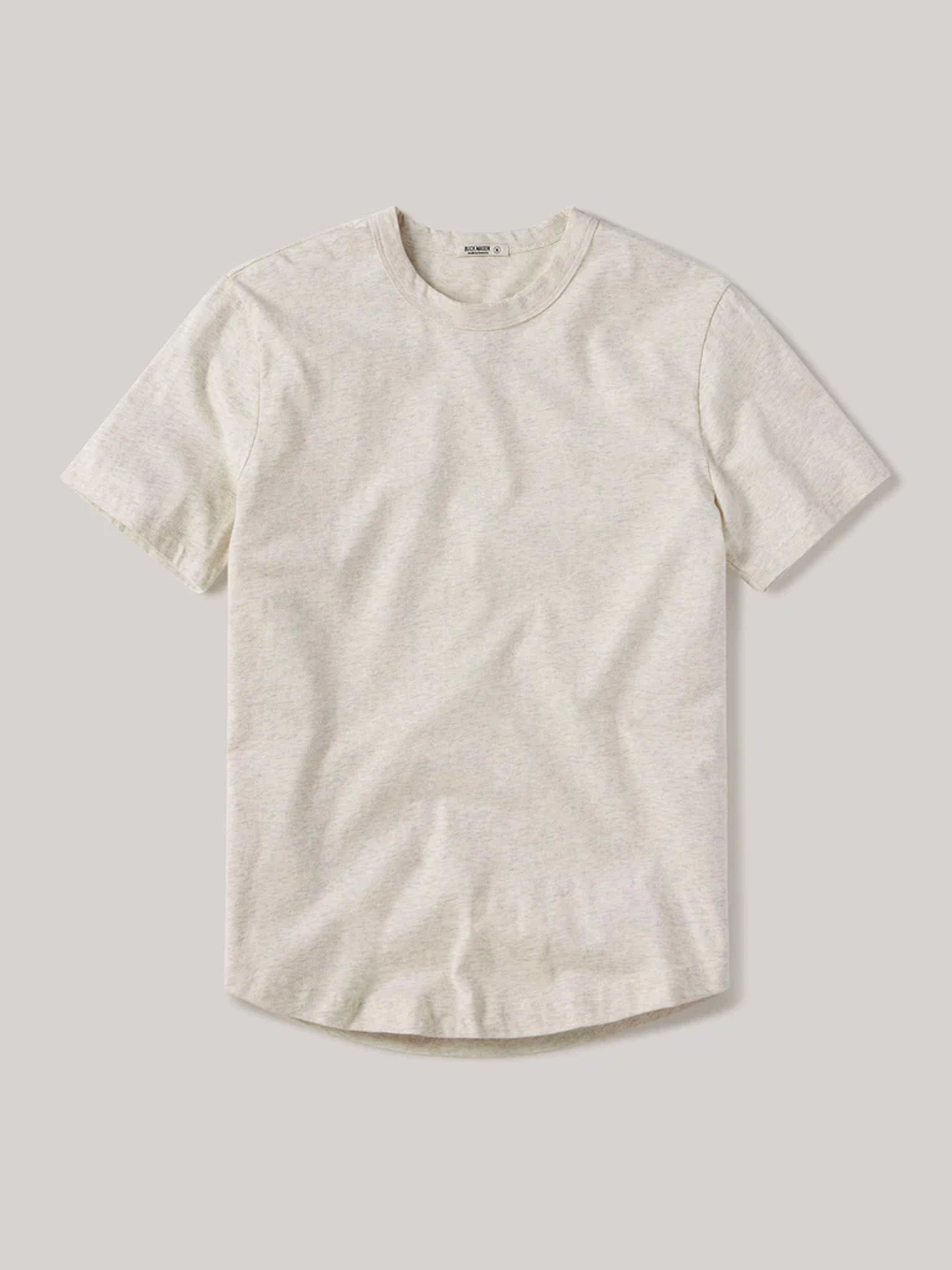 Heather Oat Pima Curved Hem Tee