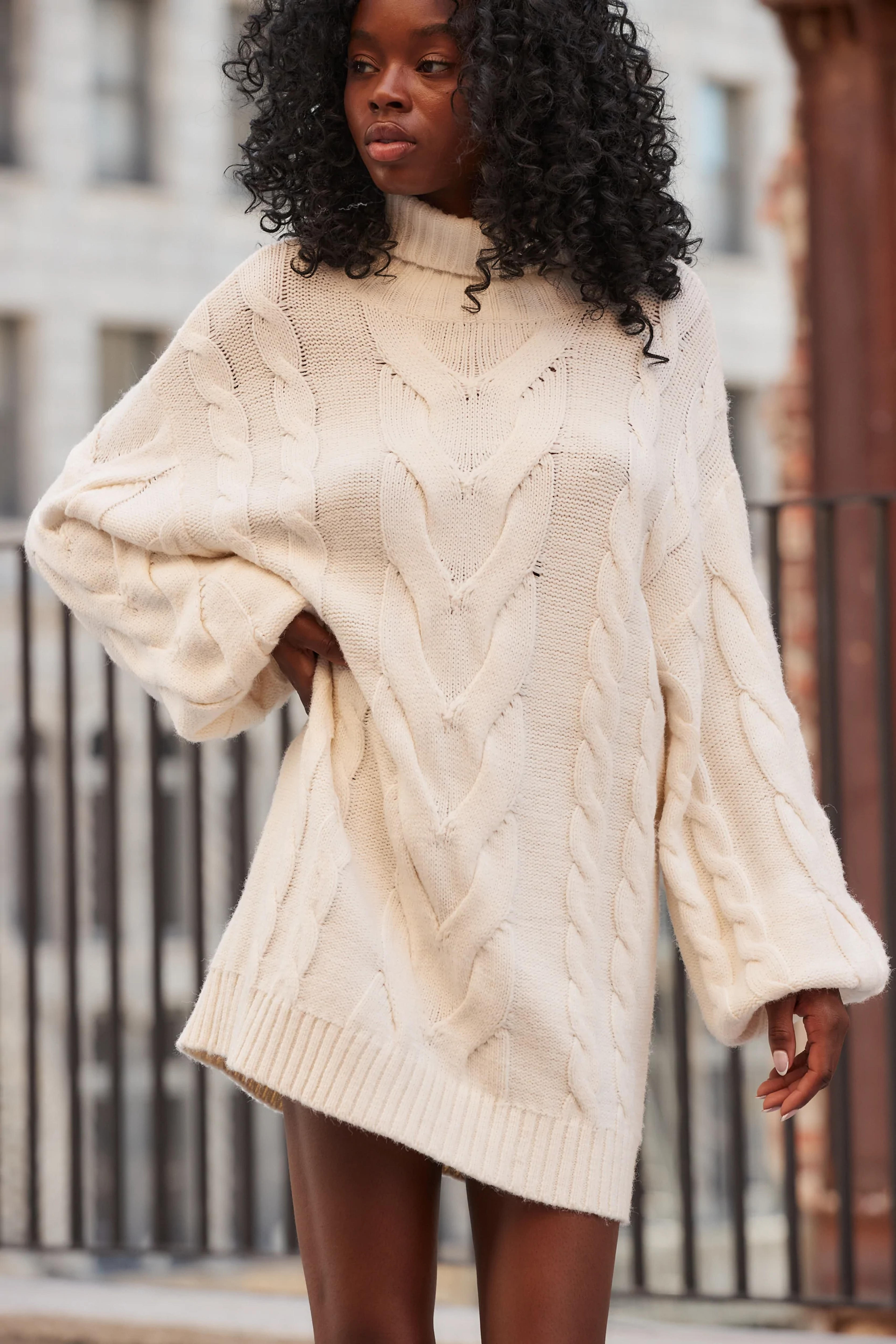 Delilah White Mini Sweater Dress - M