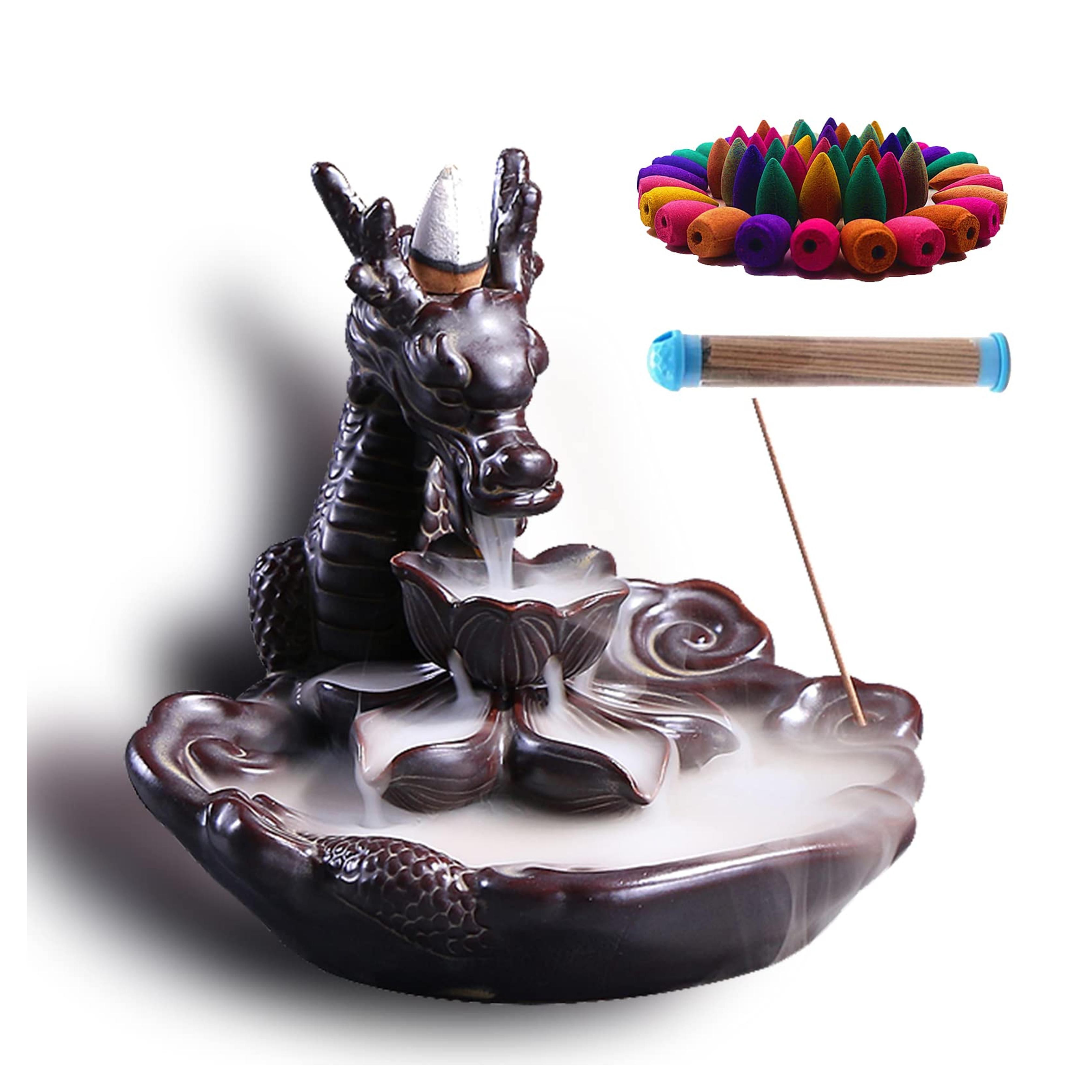 Amazon.com: Dragon Incense Waterfall Burner Ceramic Backflow Incense Holder Set with Incense Cones and Incense Sticks, Dragon Ornament for Home Décor : Home & Kitchen