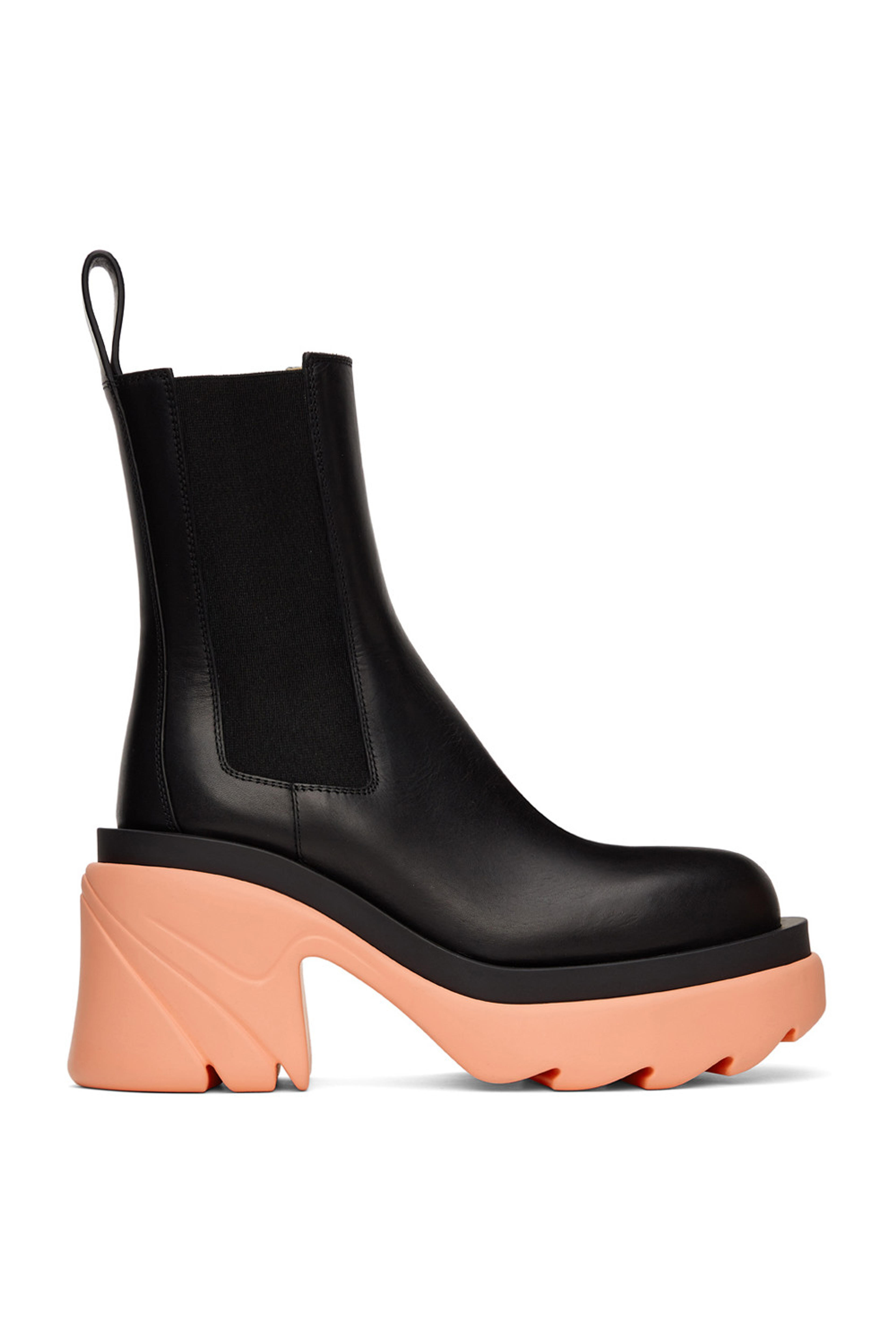 Bottega Veneta: Black & Pink Flash Chelsea Boots | SSENSE