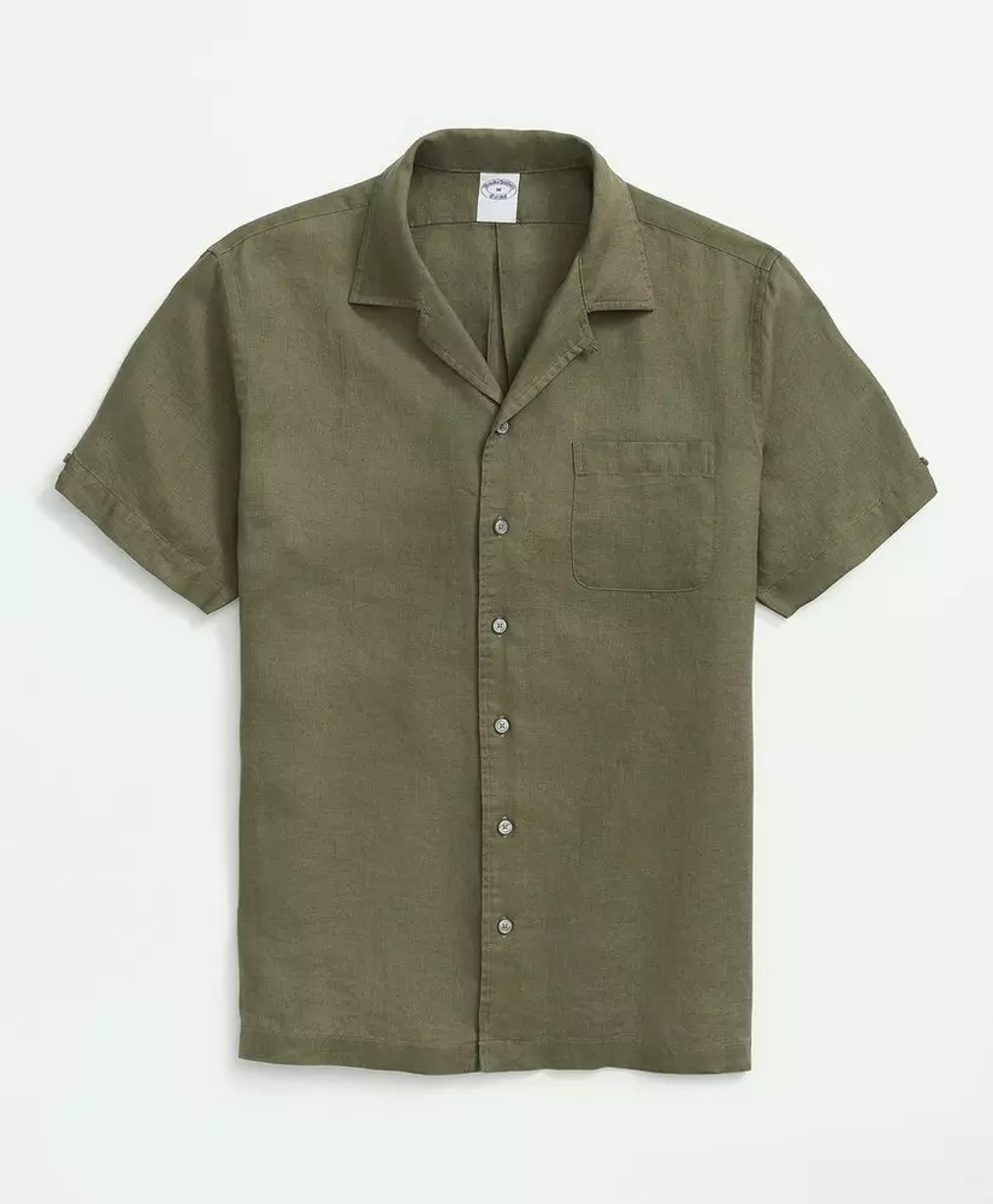 Irish Linen Camp Collar Short-Sleeve Sport Shirt