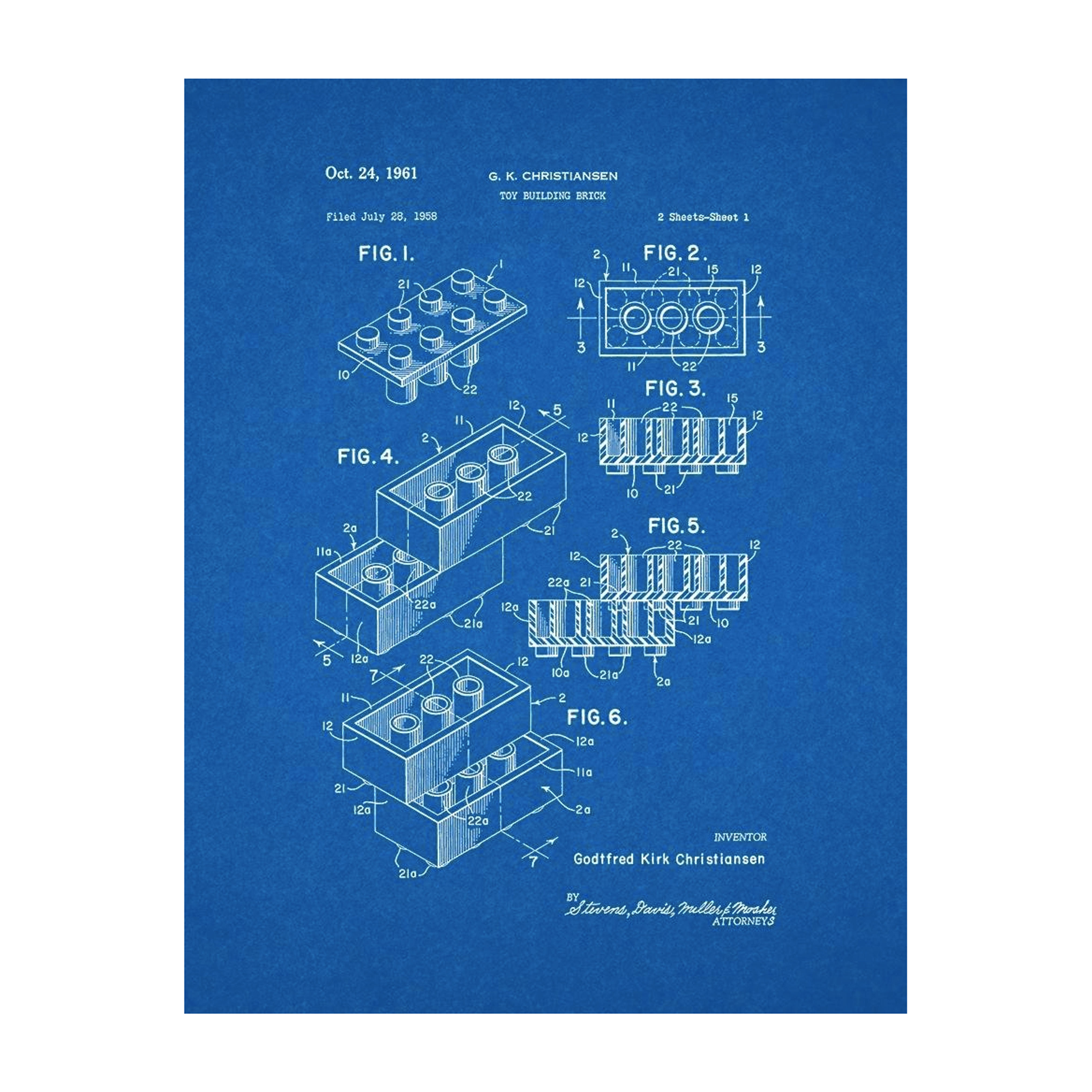 Lego Brick Patent Art Blueprint Poster (24" x 30")