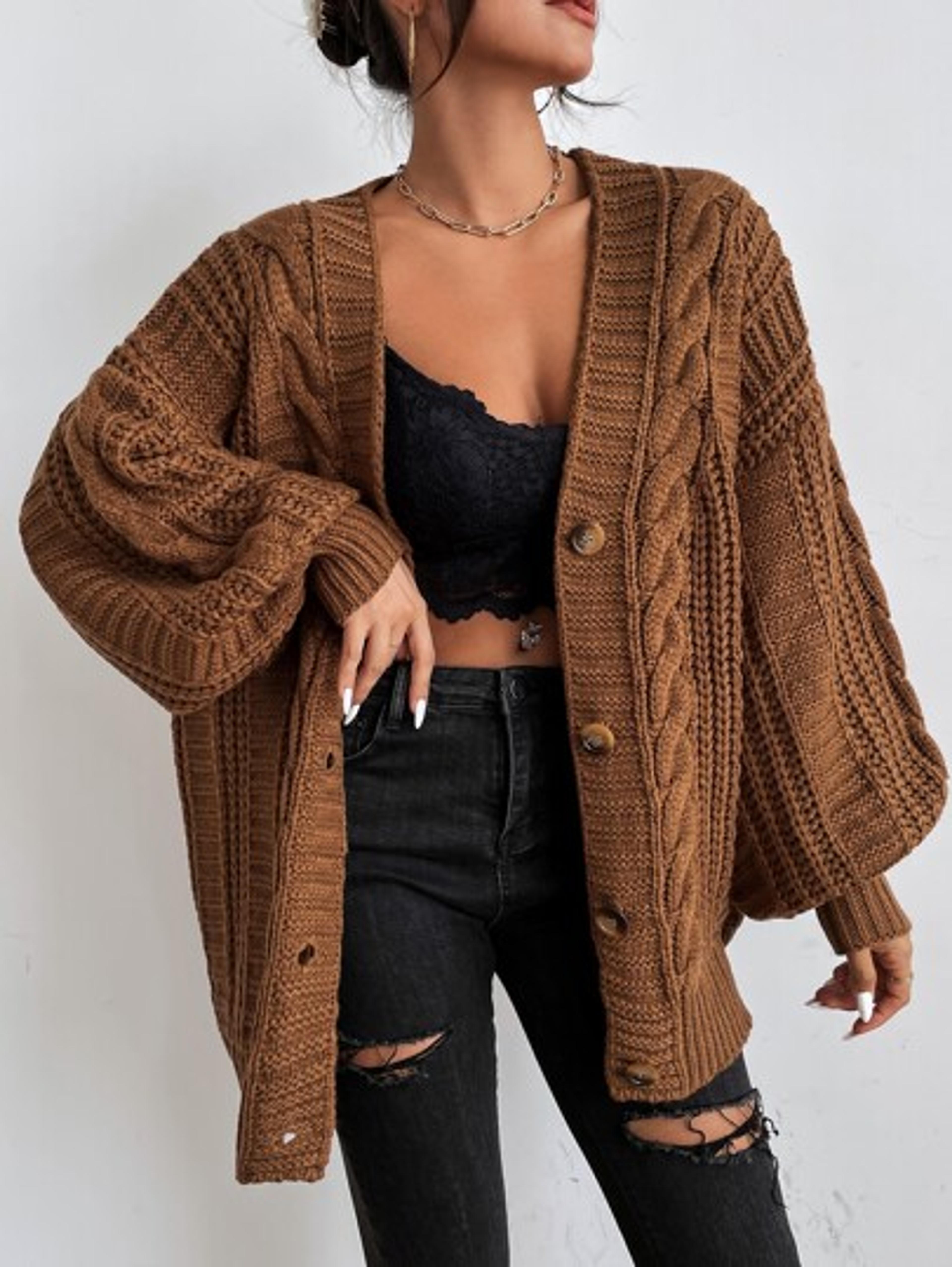 Bishop Sleeve Button Up Cardigan | SHEIN USA