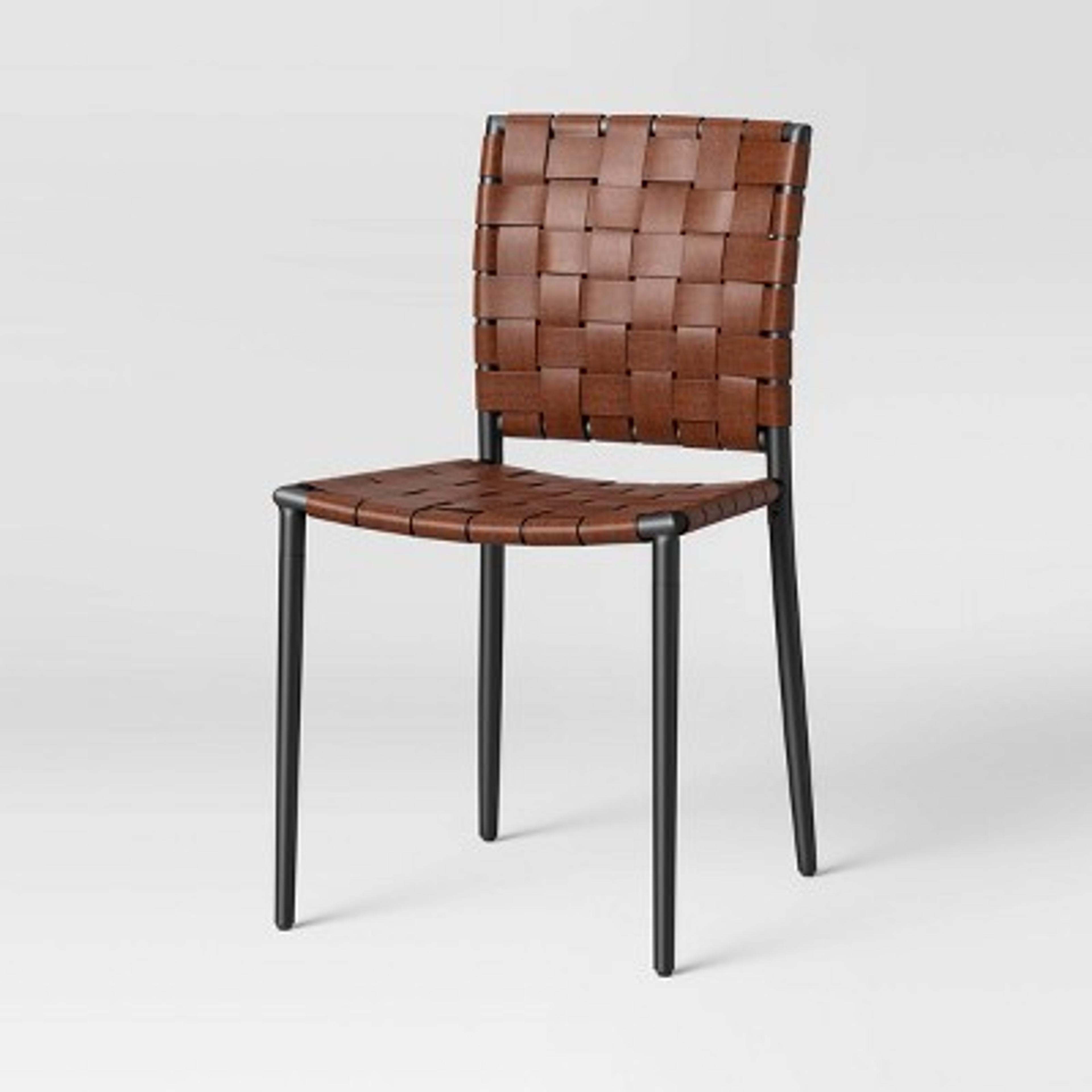 Wellfleet Woven Leather Metal Base Fully Assembled Dining Chair Brown - Project 62™ : Target