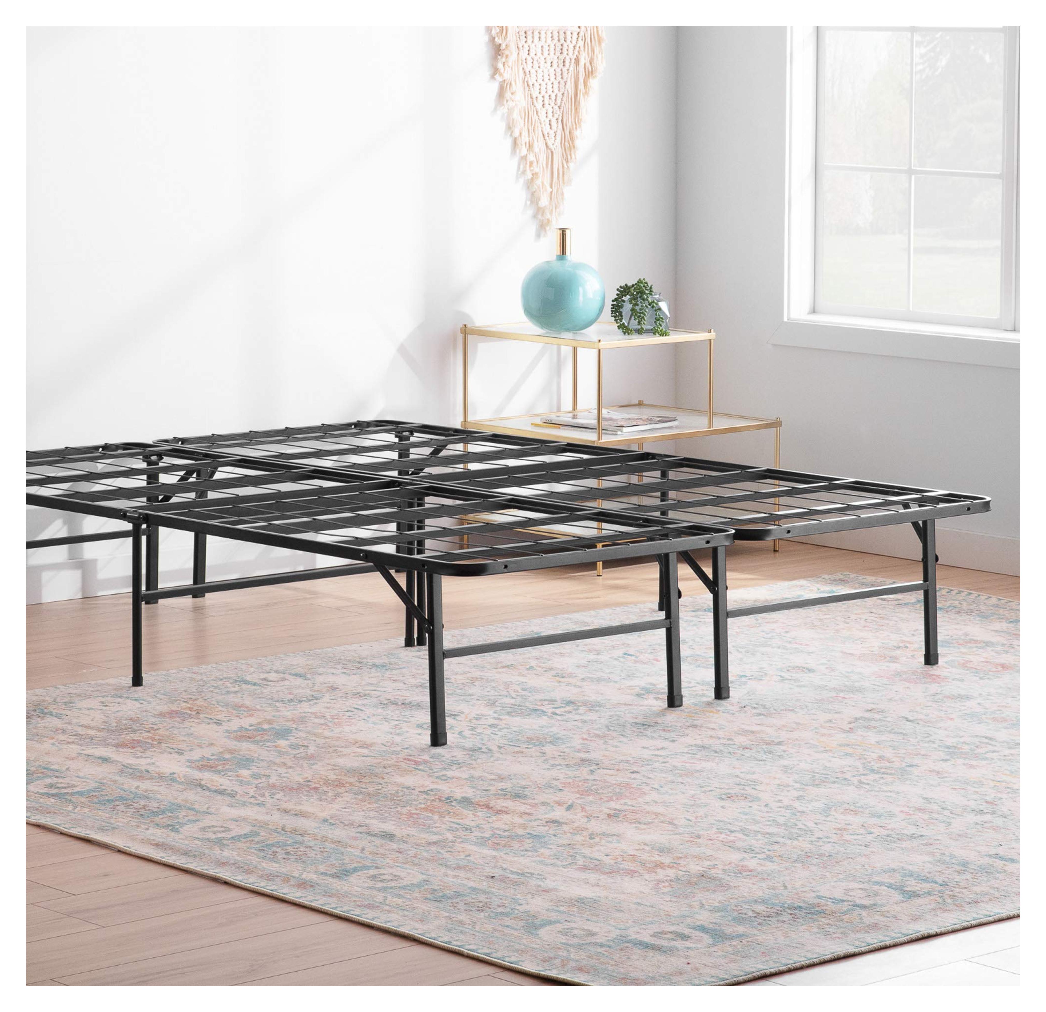 Linenspa 14 Inch Folding Metal Platform Bed Frame - 13 Inches of Clearance - Tons of Under Bed Storage - Heavy Duty Construction - 5 Minute Assembly - Queen