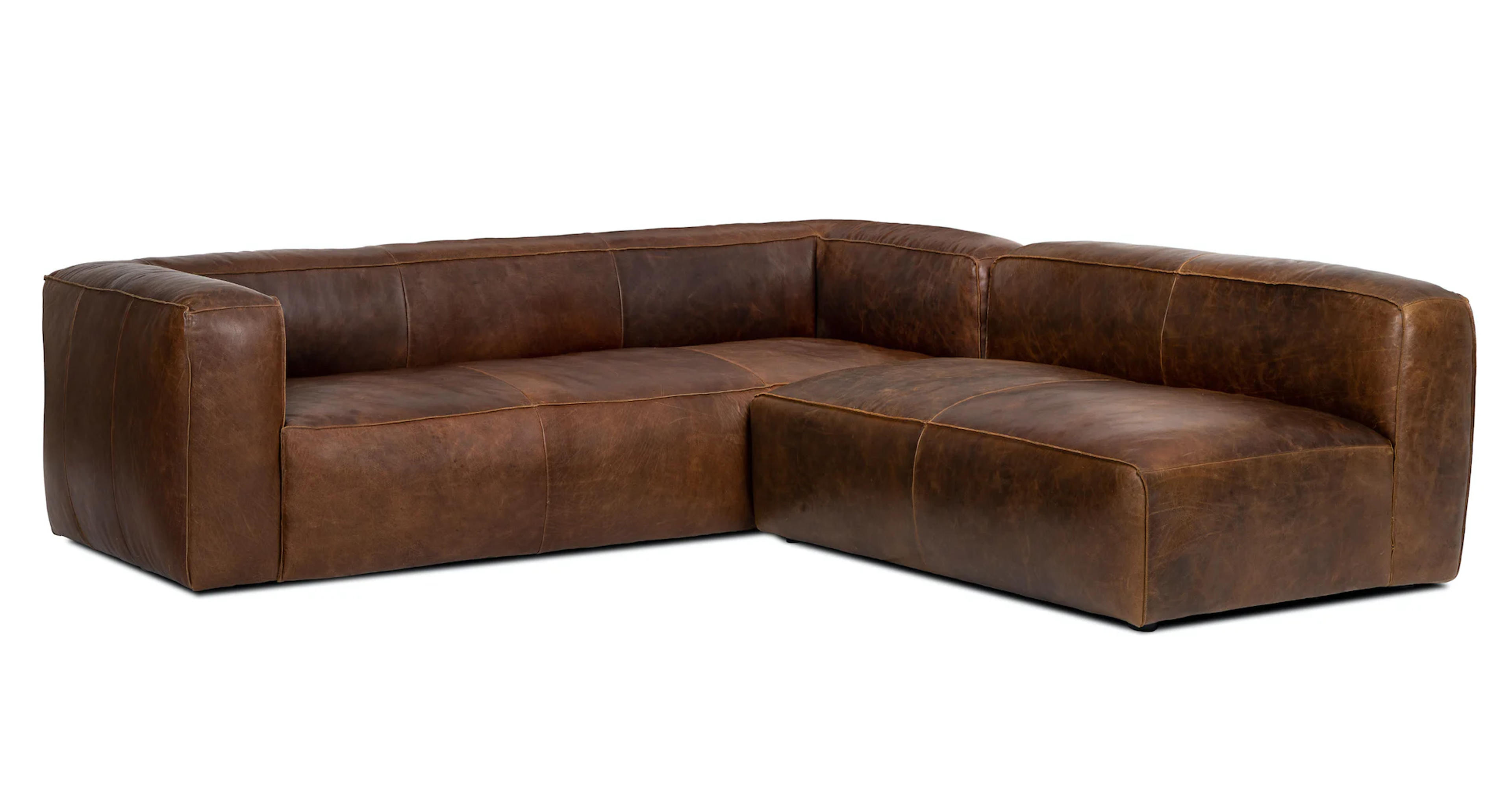 Cigar Rawhide Brown Reversible Sectional | Article